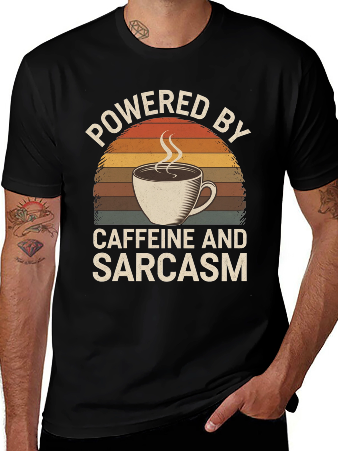 Variant 29 of Powered by Caffeine and Sarcasm T-Shirt