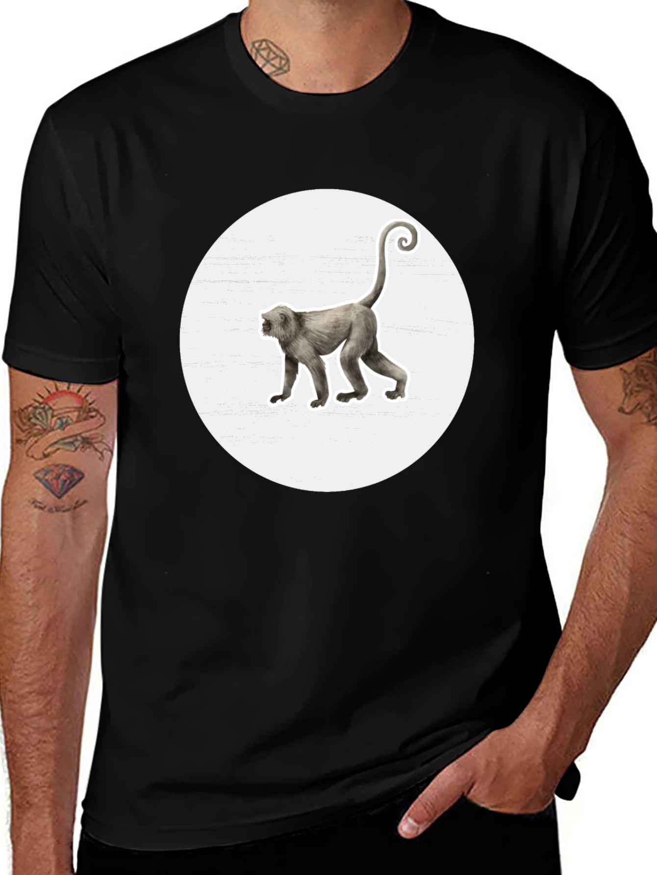 Variant 28 of Monkey Graphic Tee - Black Cotton T-Shirt