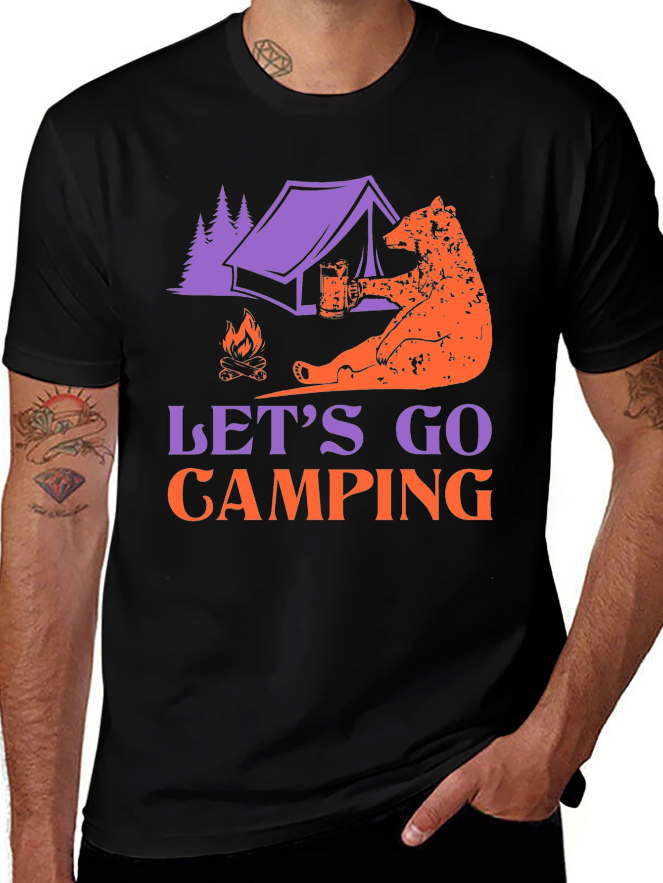 Variant 2 of Let's Go Camping Bear Graphic Tee