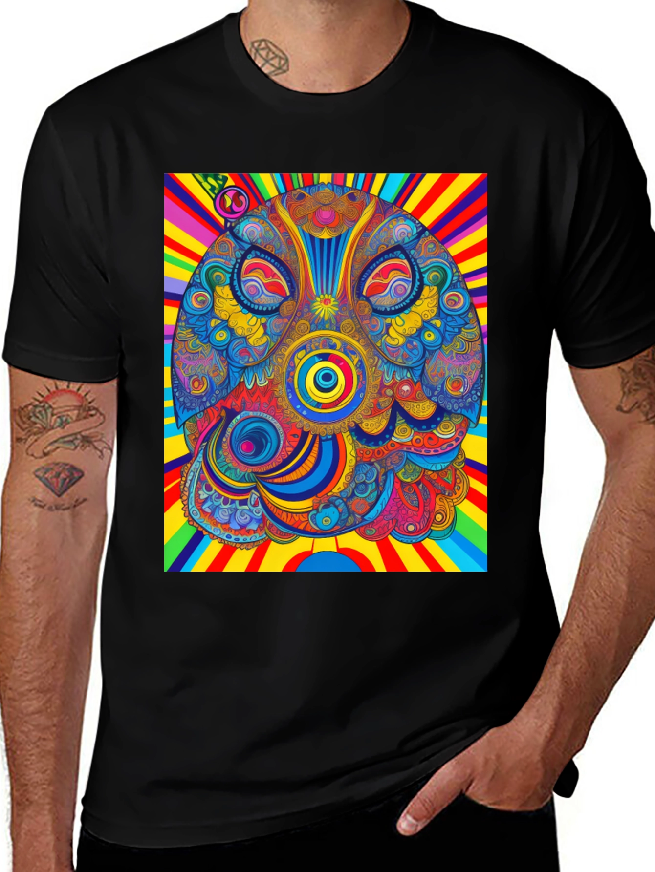 Variant 24 of Psychedelic Owl Graphic T-Shirt