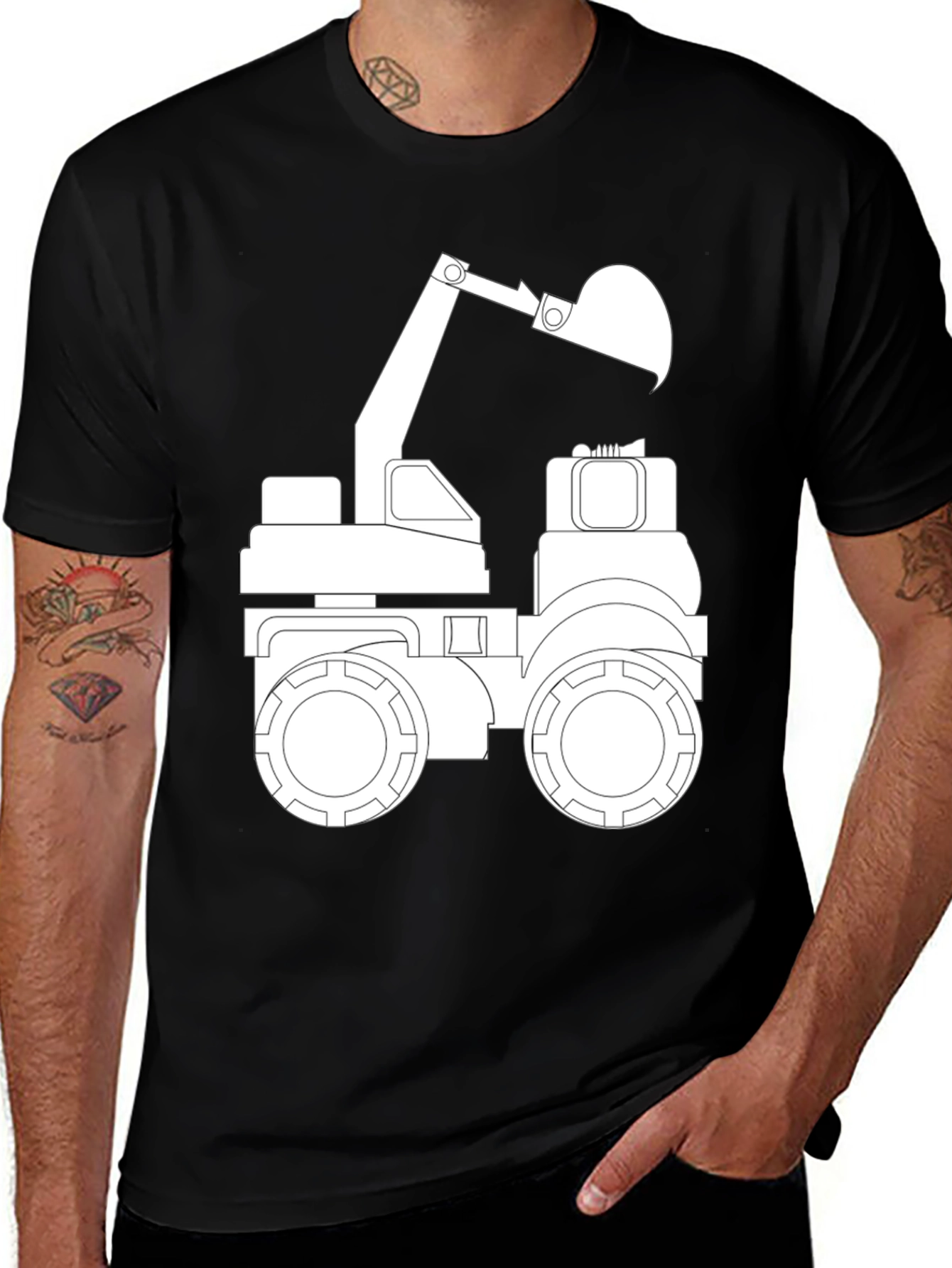 Variant 7 of Black T-Shirt with Excavator Graphic