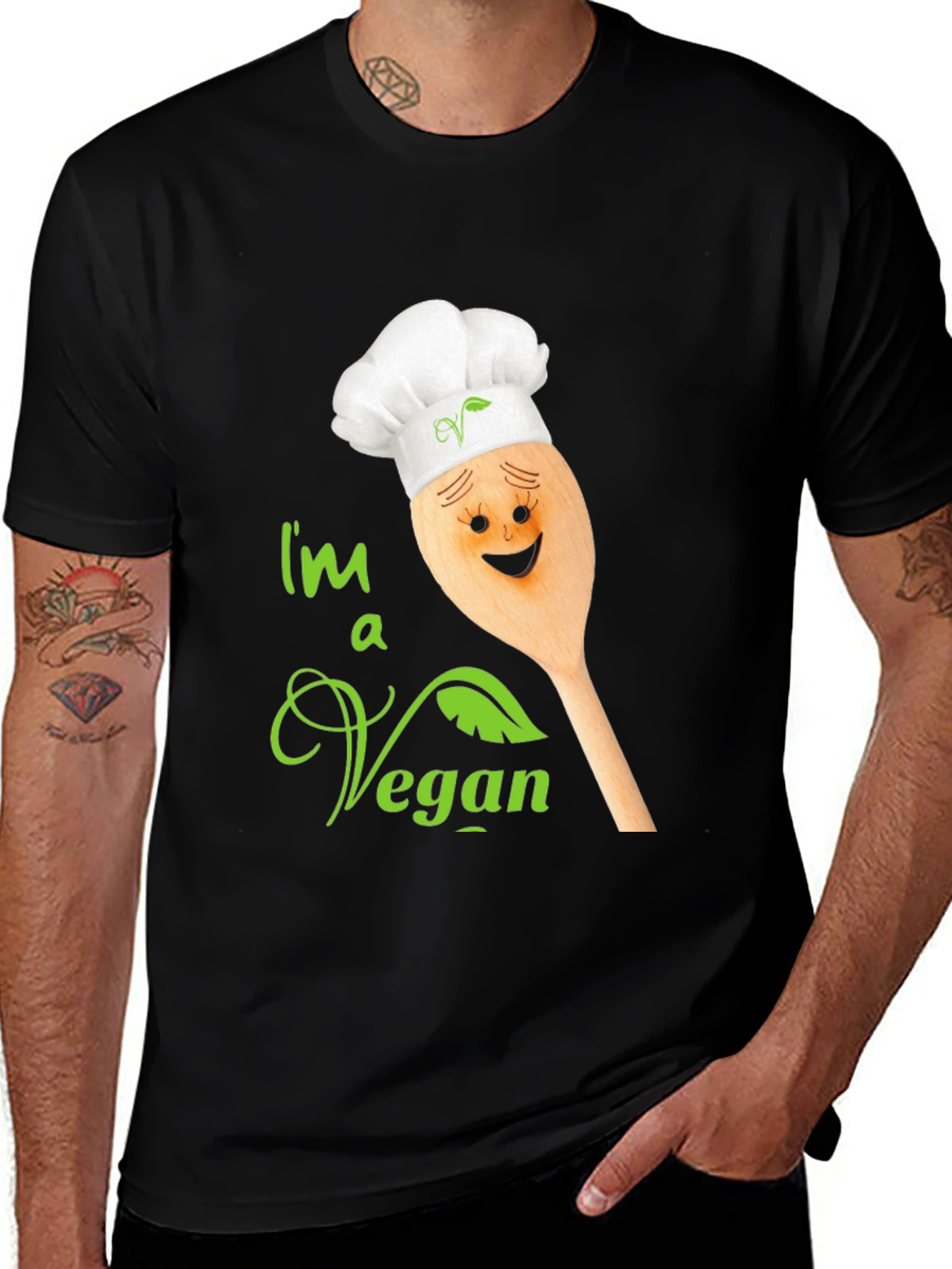 Variant 13 of I'm a Vegan T-Shirt - Chef Spoon Design