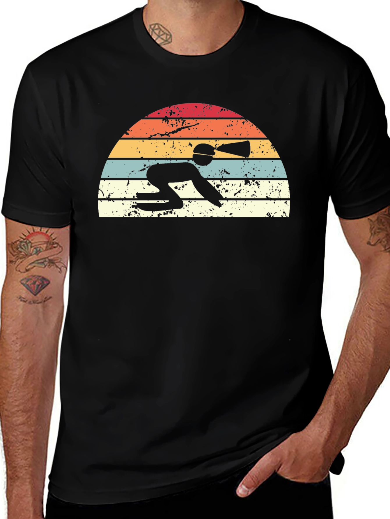 Variant 10 of Retro Curling Silhouette T-Shirt