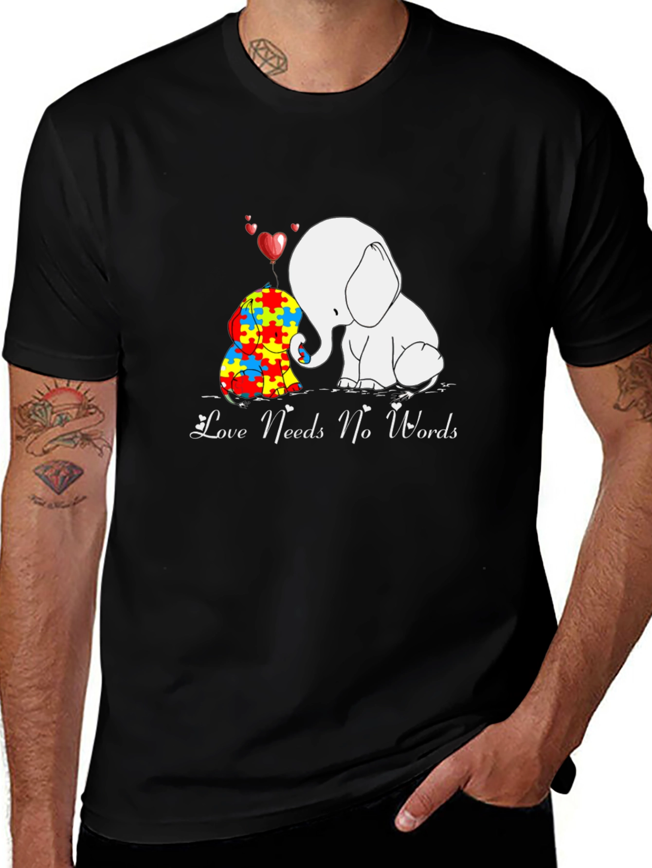 Love Needs No Words - Elephant Autism Awareness T-Shirt