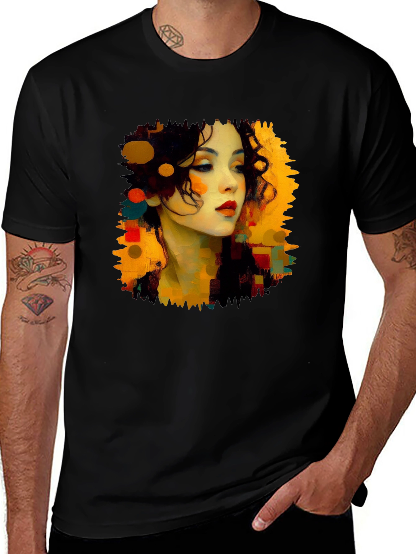 Variant 29 of Abstract Woman Portrait Black T-Shirt