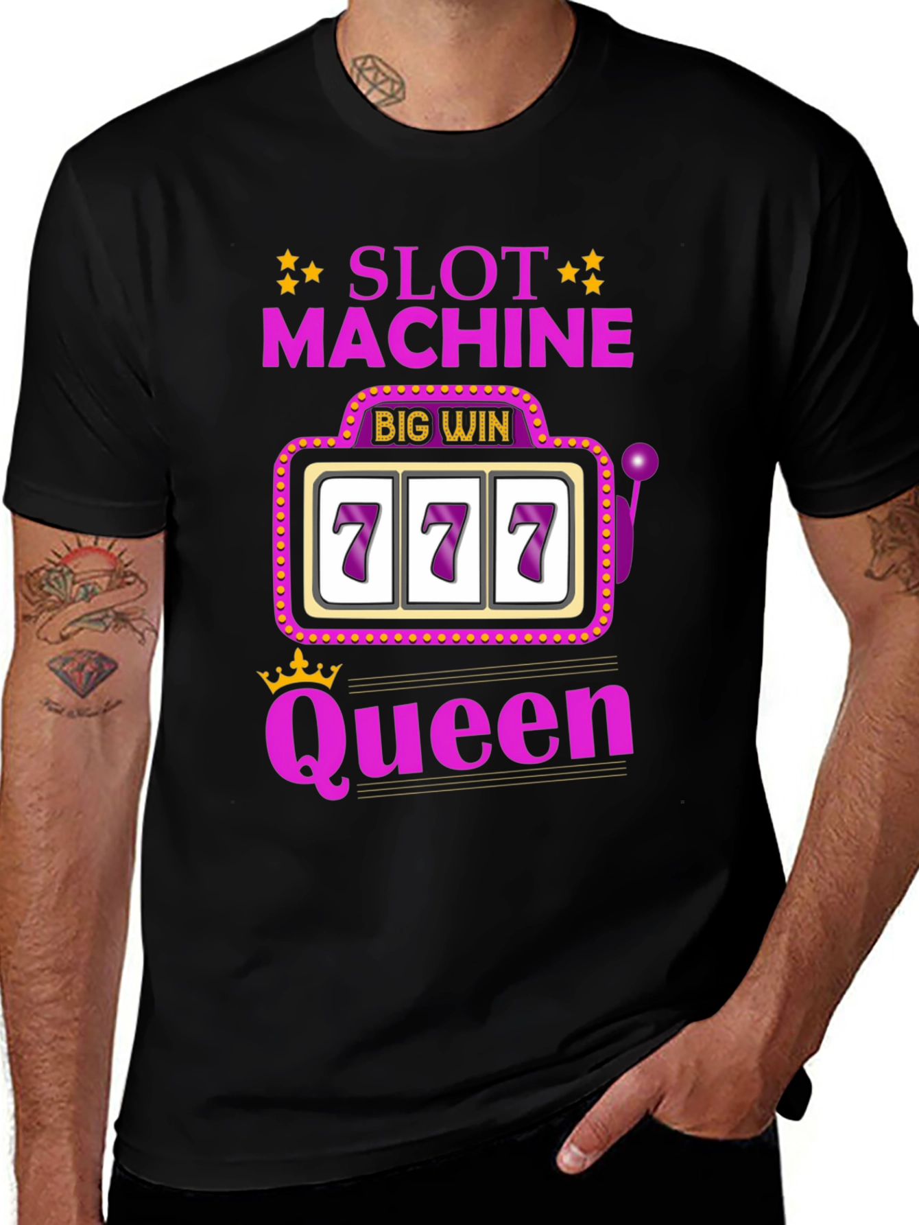 Variant 15 of Slot Machine Queen T-Shirt, Lucky 777, Big Win Tee