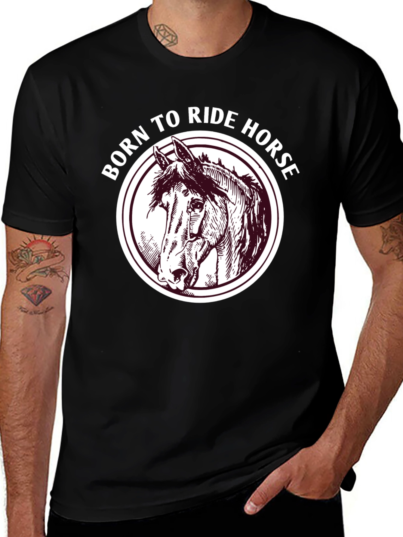 Variant 10 of Born to Ride Horse Graphic Tee - Unisex Black T-Shirt