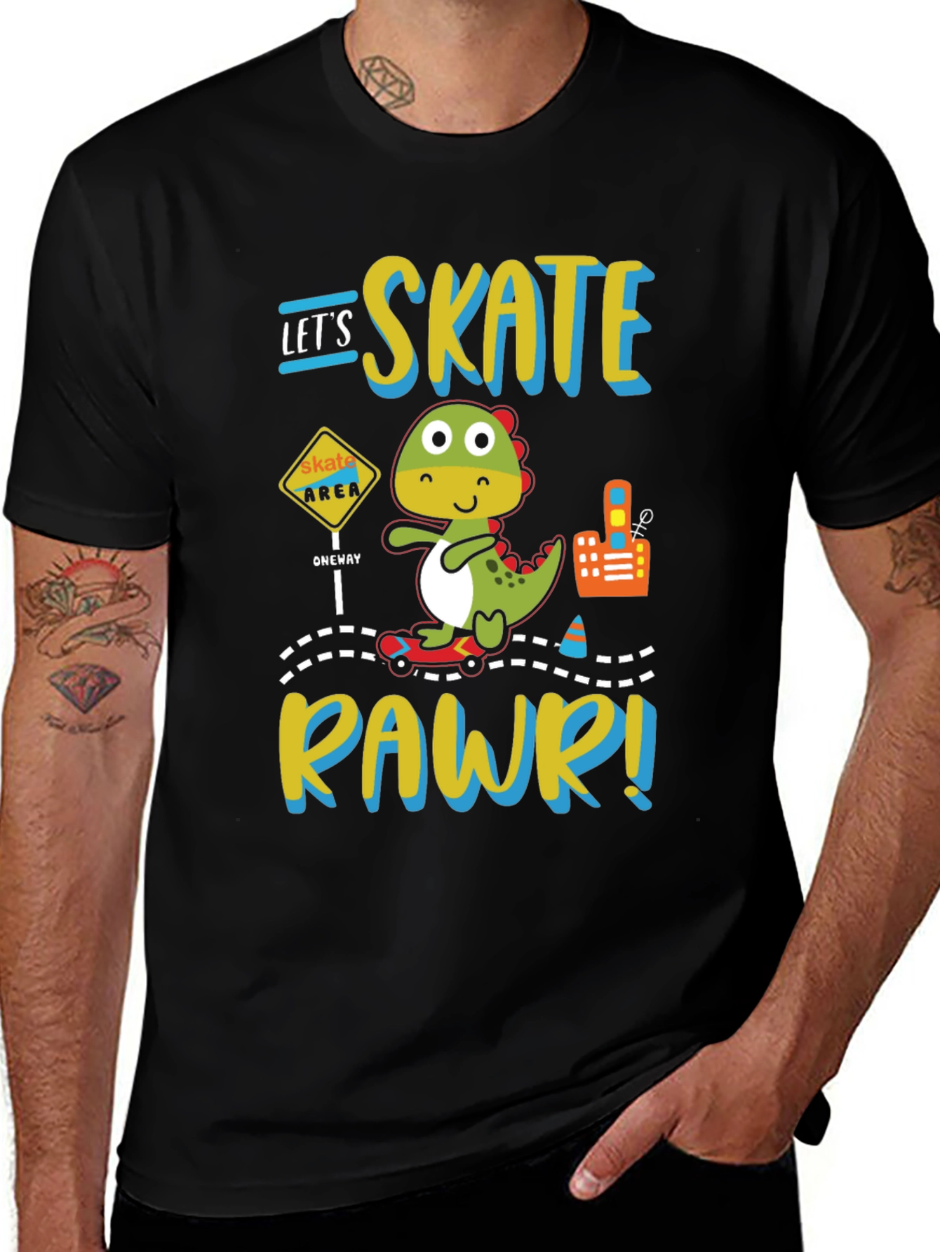 Variant 4 of Skate Rawr Dinosaur T-Shirt