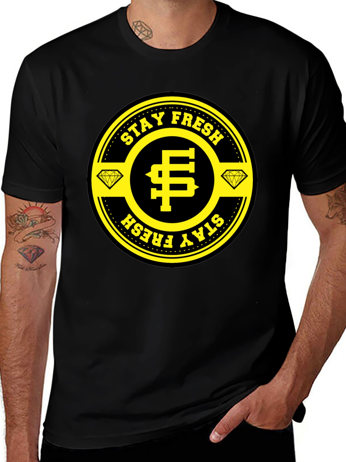Stay Fresh Black T-Shirt - Diamond Edition
