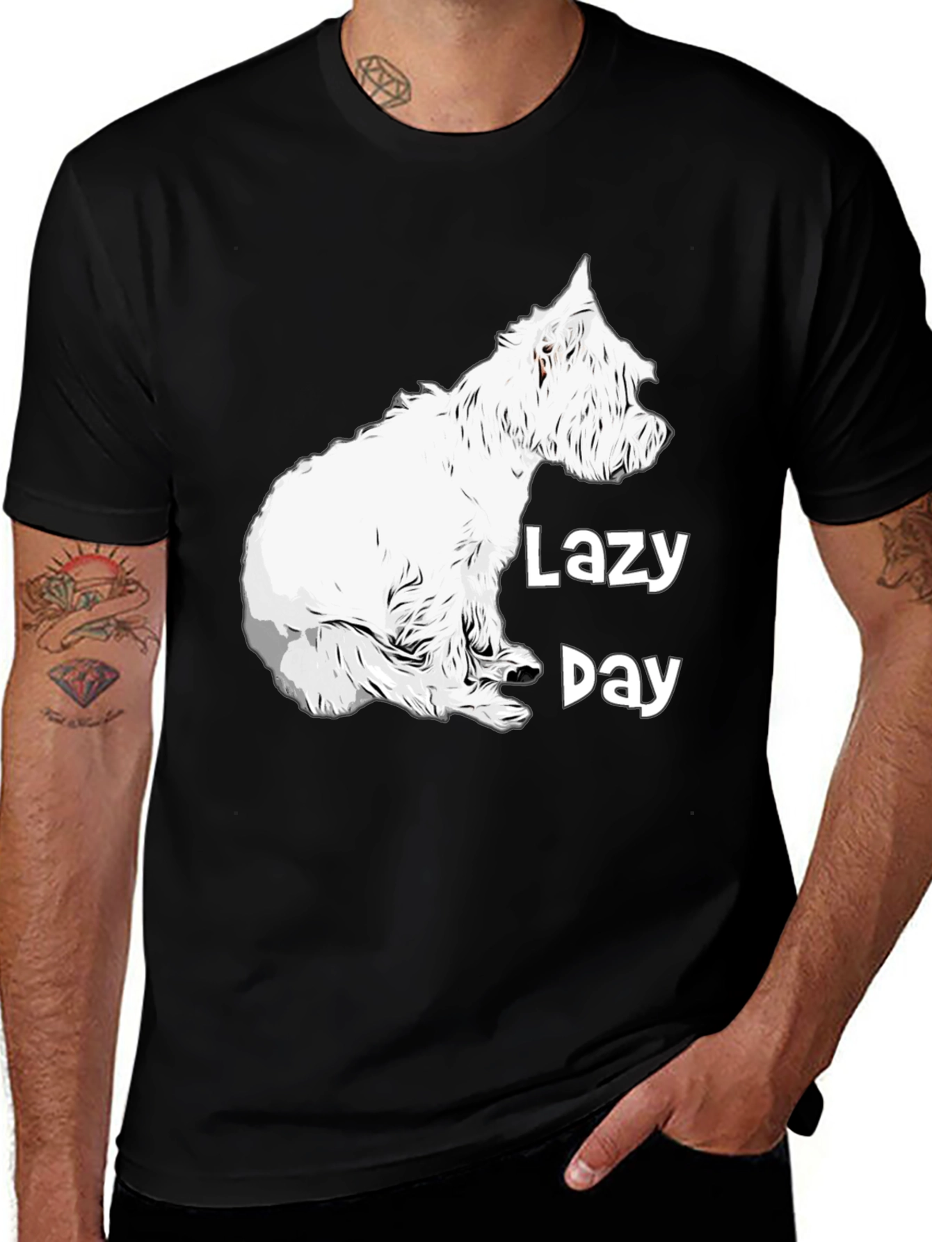 Variant 6 of Lazy Day Dog Graphic Tee - Comfy Black T-Shirt