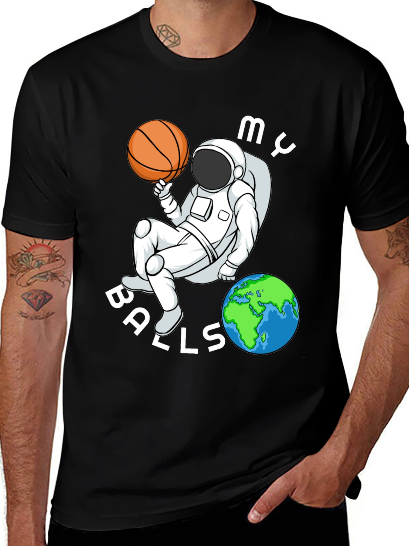 Variant 14 of Astronaut Balls Graphic Tee