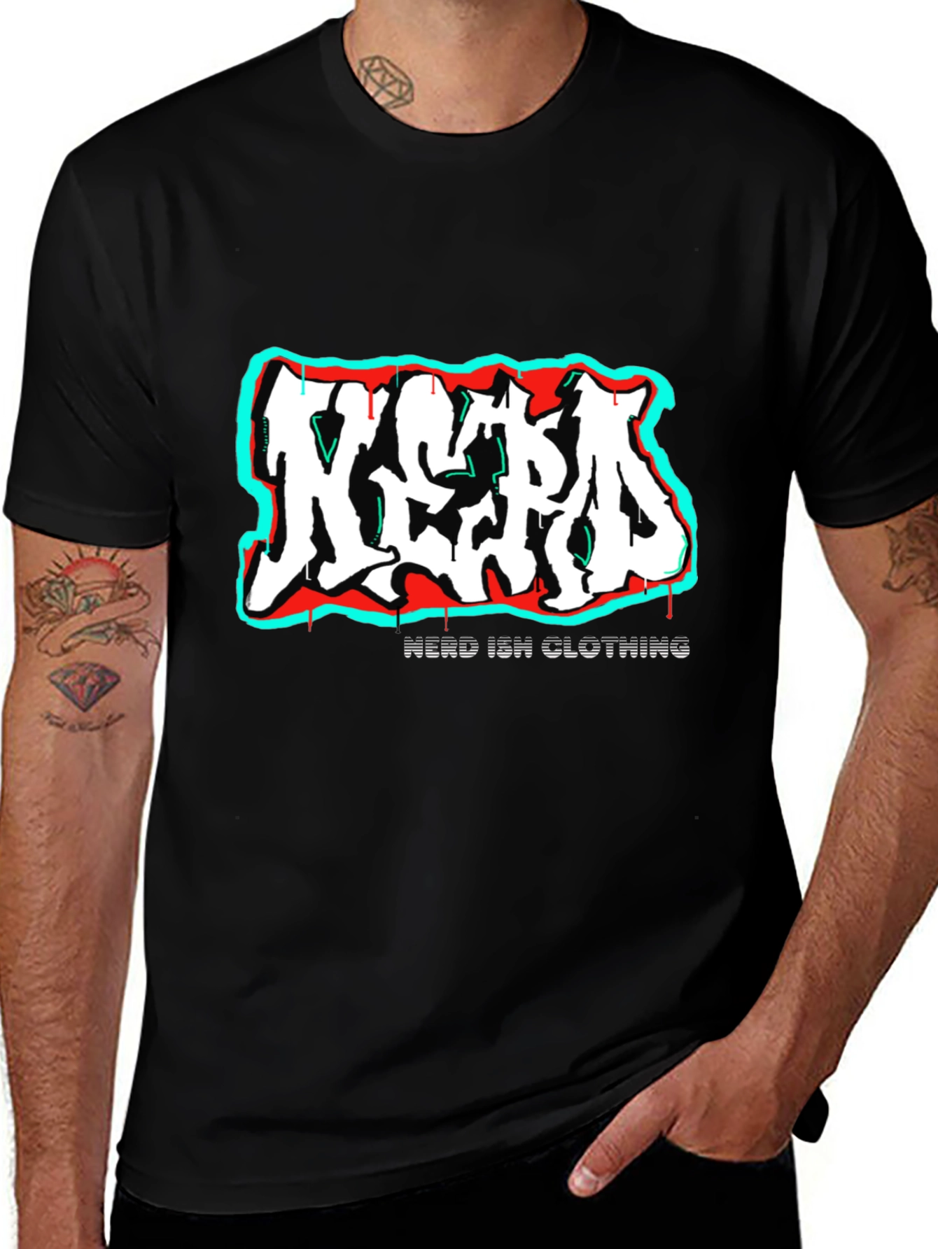Variant 9 of Nerd Ish Graffiti Black Graphic Tee
