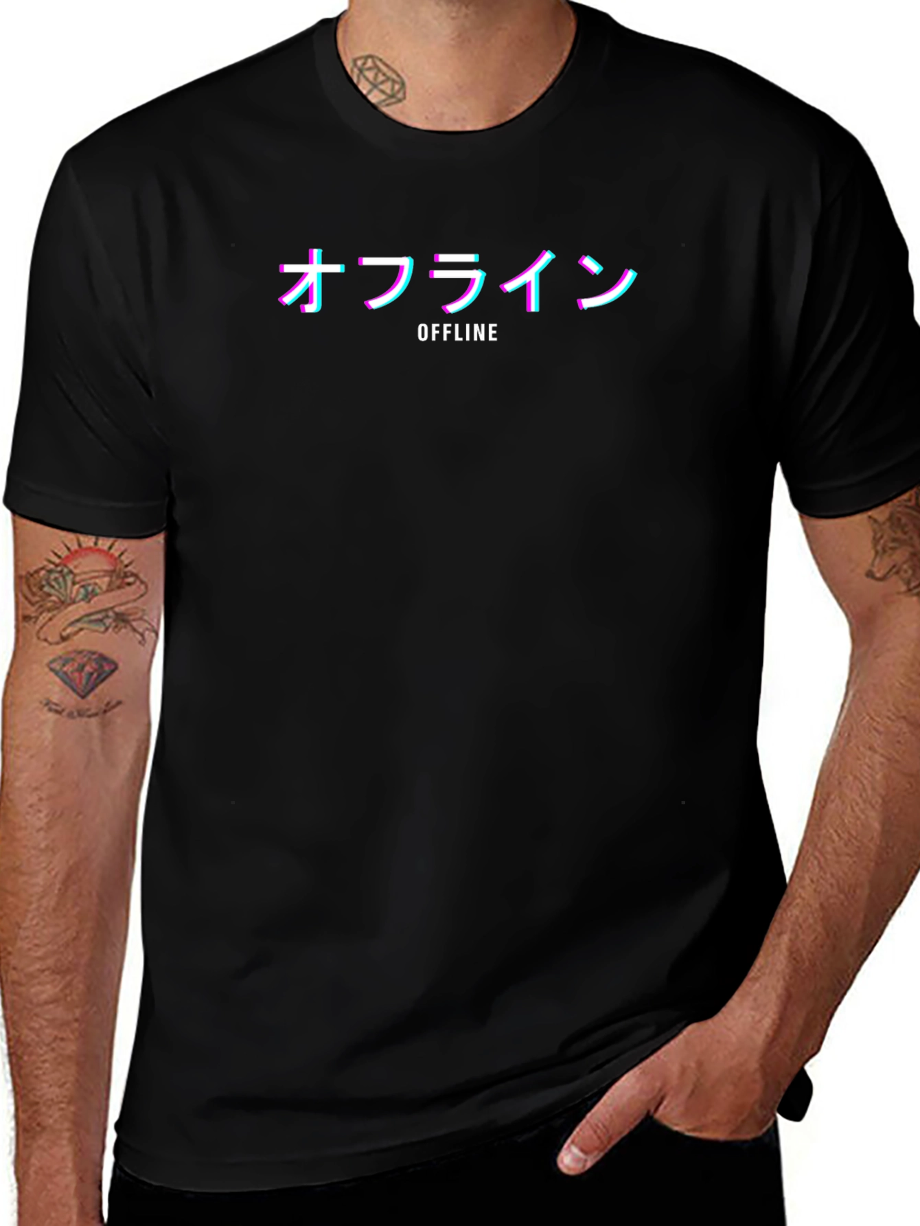 Black Offline Glitch T-Shirt - Urban Style main image