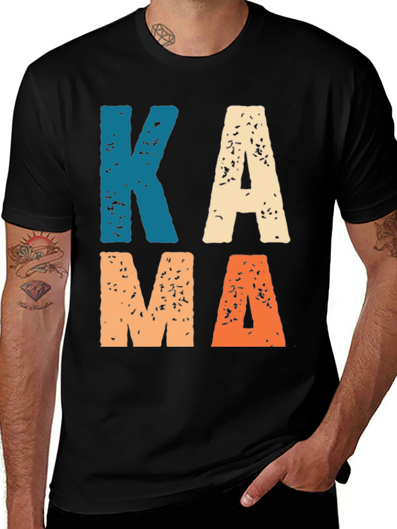 Variant 15 of KAMA Graphic Tee - Distressed Print T-Shirt