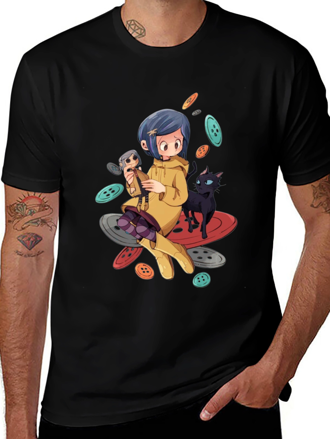 Black Cartoon Style Anime T-Shirt main image