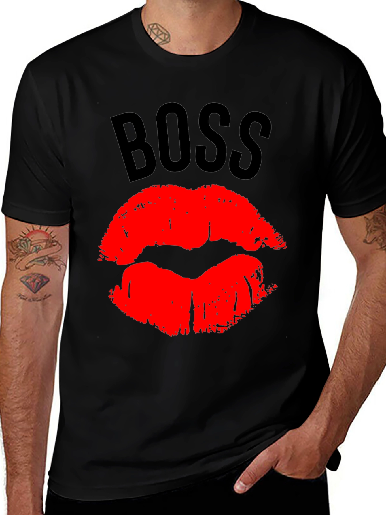Variant 25 of Boss Lips Graphic Tee - Bold Black T-Shirt