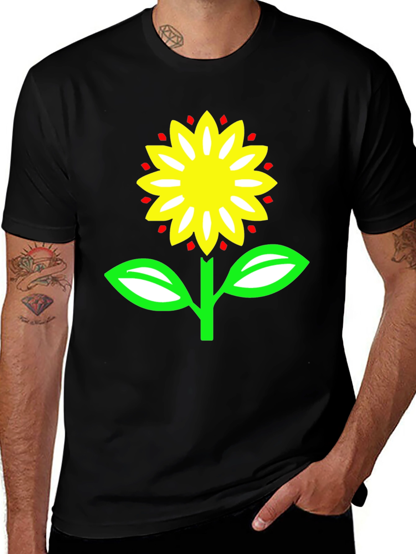 Variant 9 of Sunflower Graphic Tee - Black Cotton T-Shirt