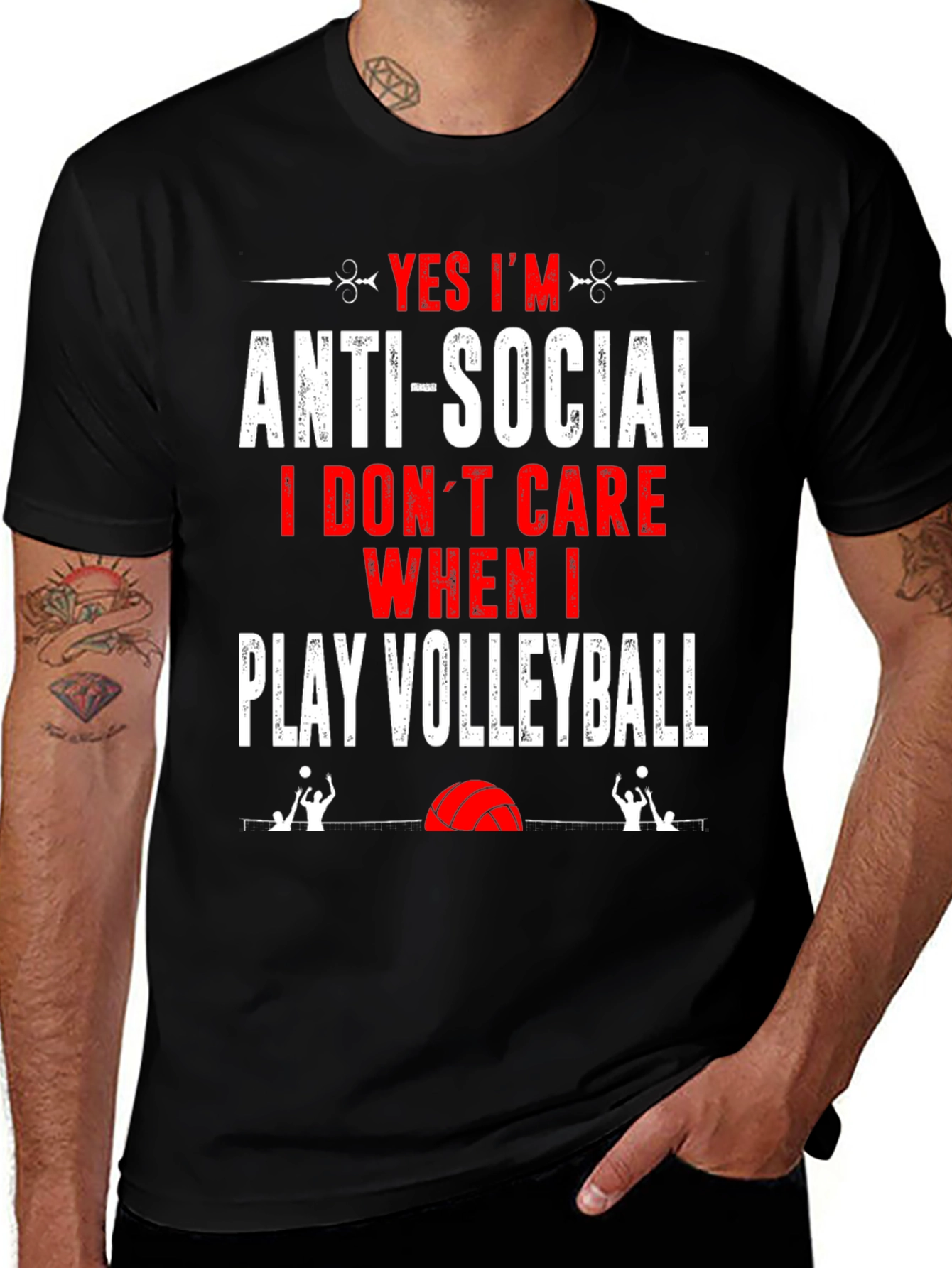 Variant 15 of Anti-Social Volleyball Player Graphic Tee