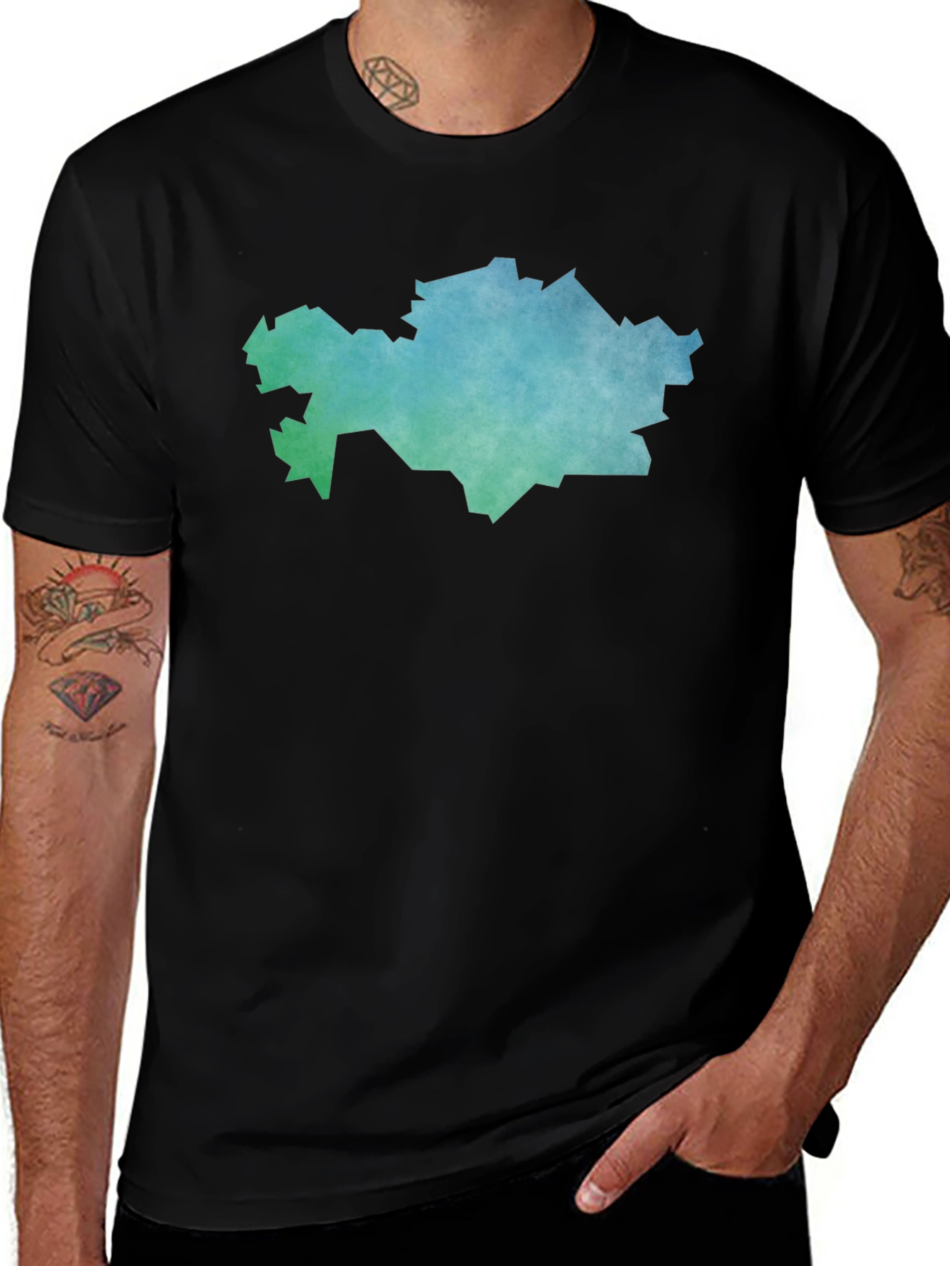 Kazakhstan Map T-Shirt - Black Cotton Tee