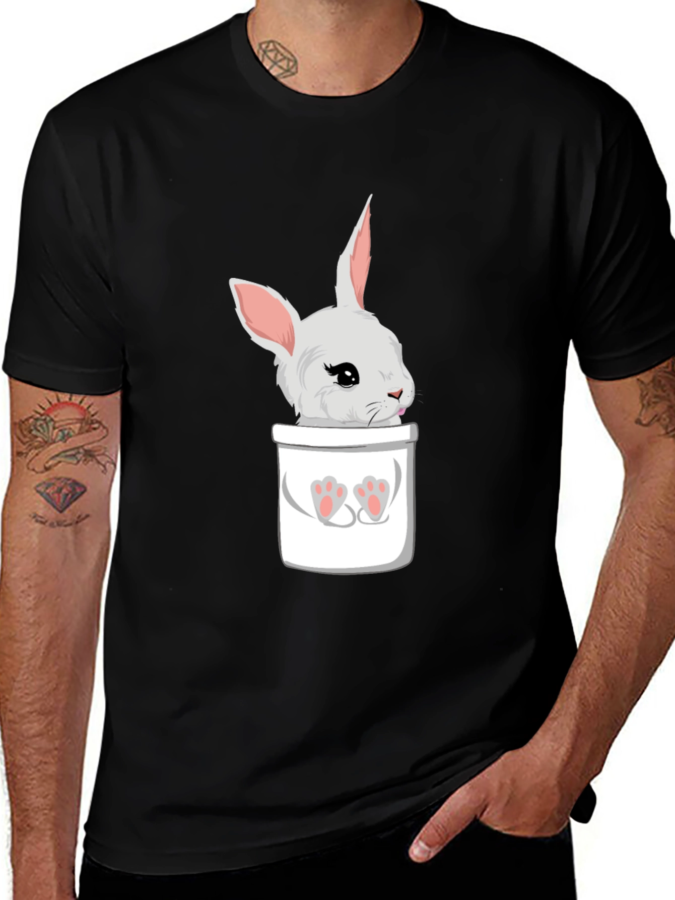 Variant 28 of Bunny Pocket T-Shirt: Cute Rabbit Tee