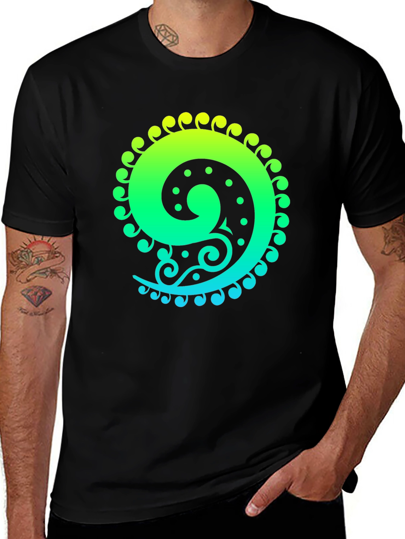 Variant 4 of Spiral Graphic Tee - Black Cotton Blend