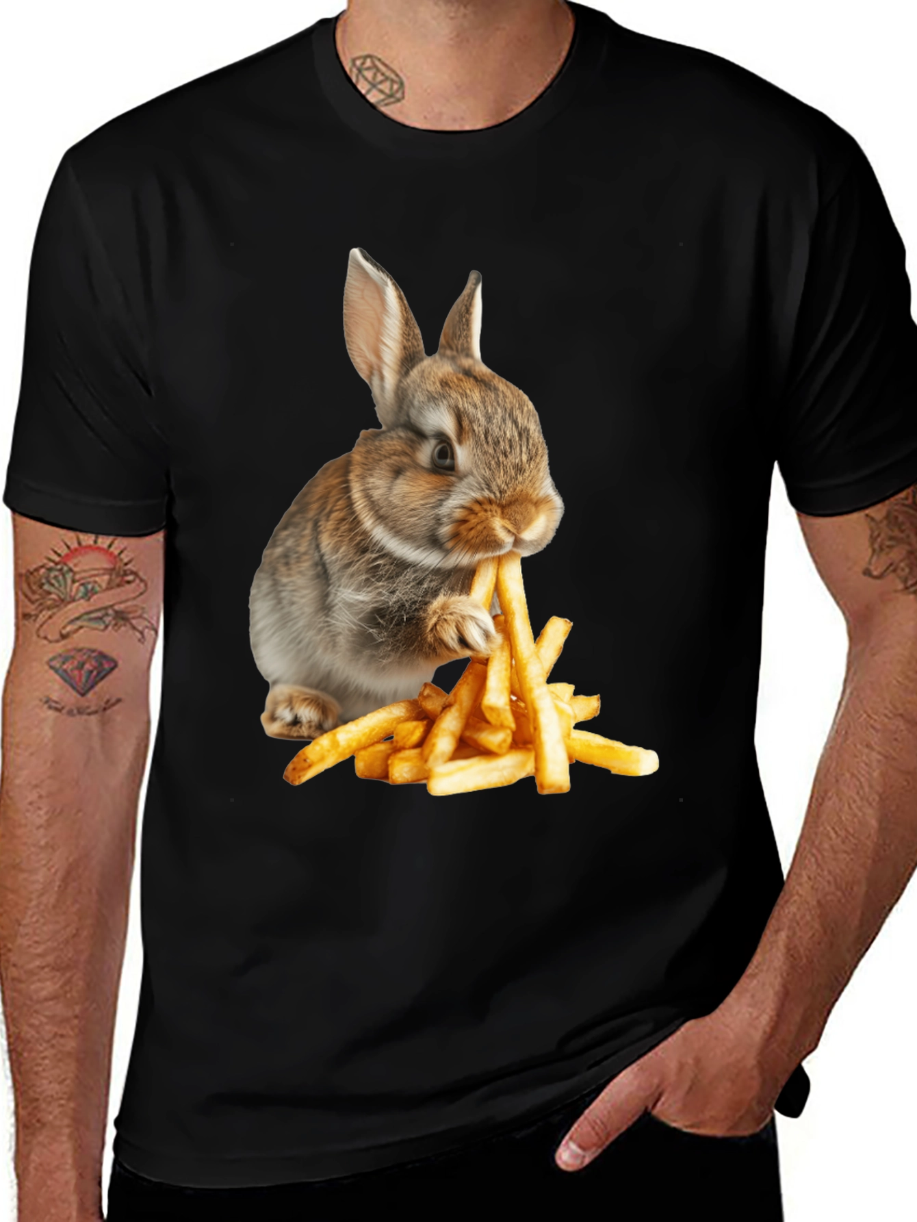 Variant 16 of Rabbit Eating Fries Graphic T-Shirt