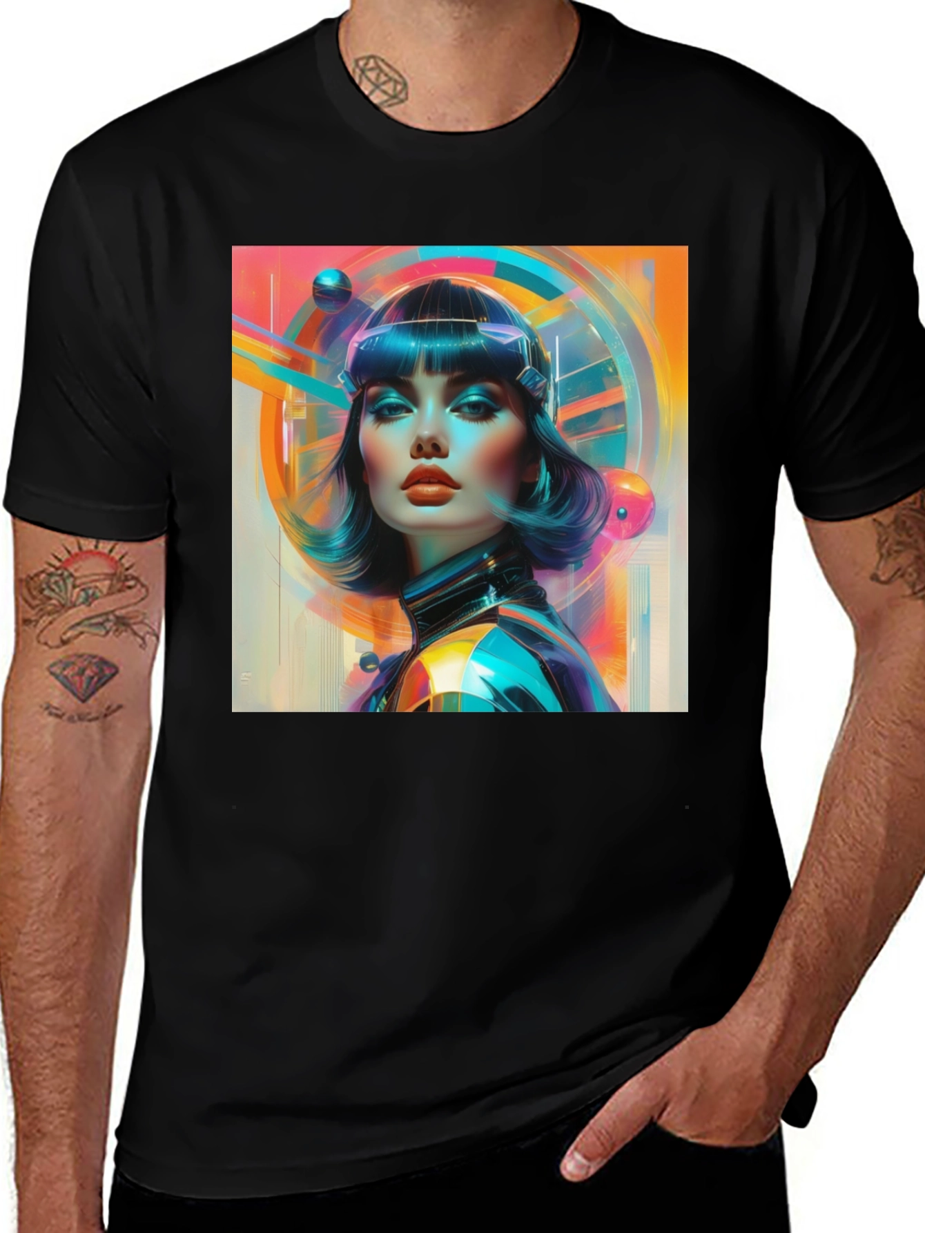 Variant 21 of Retro Sci-Fi Woman Graphic T-Shirt