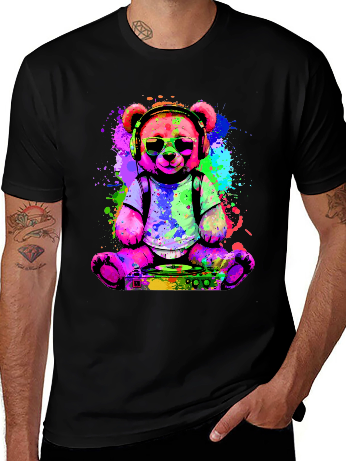 DJ Teddy Bear Graphic T-Shirt
