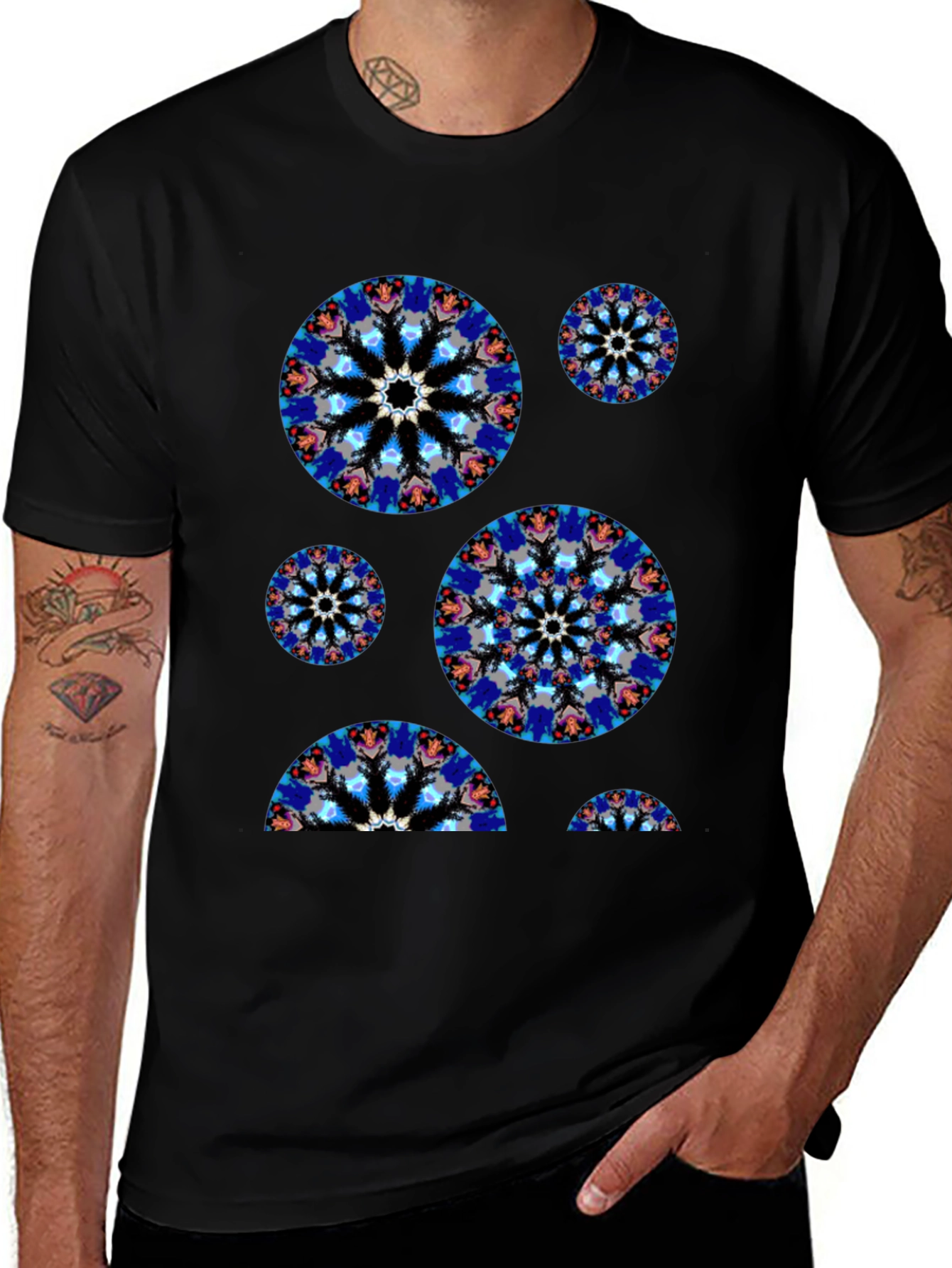 Variant 14 of Geometric Mandala Graphic Black T-Shirt