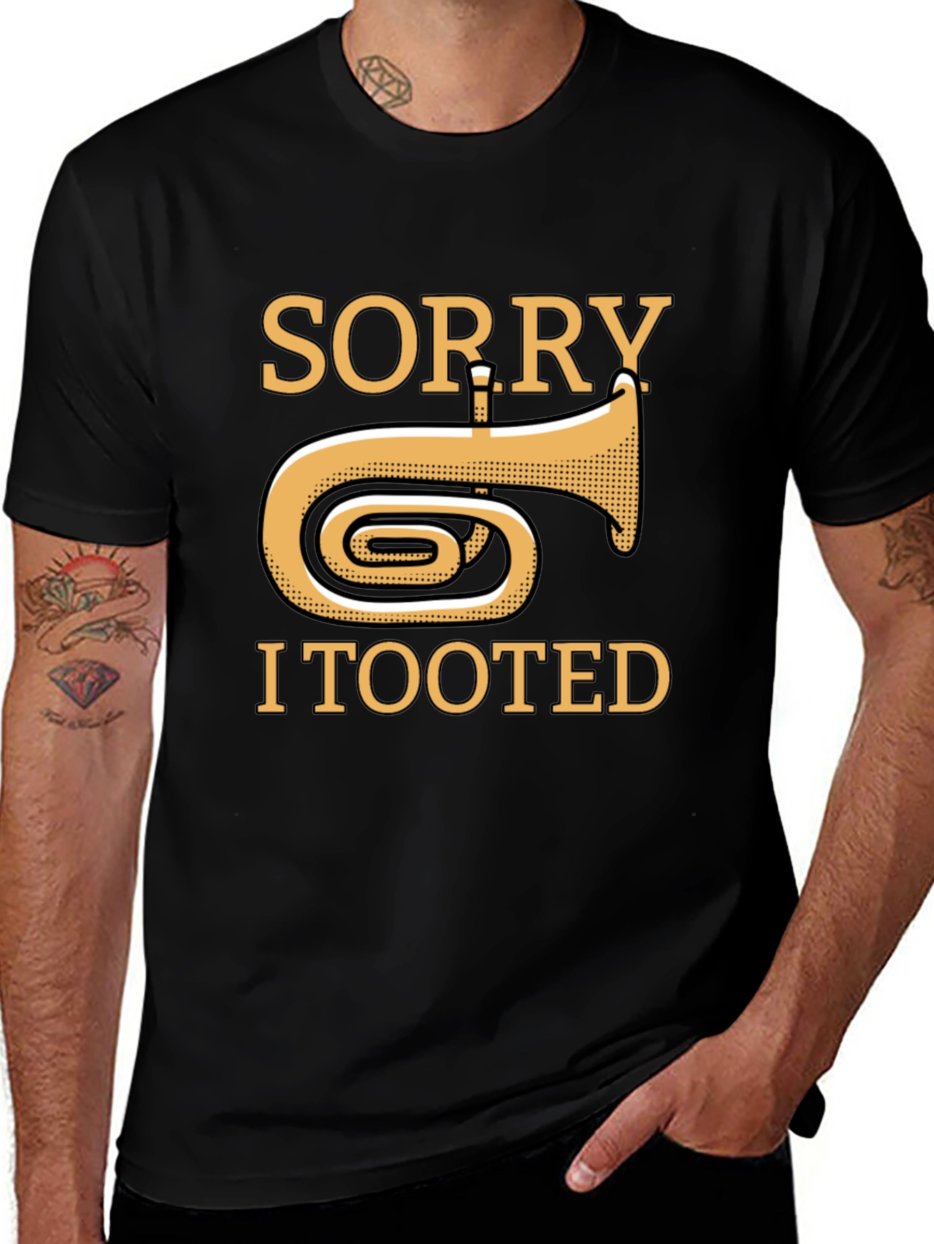 Variant 12 of Sorry I Tooted T-Shirt Funny Tuba Musical Instrument Tee
