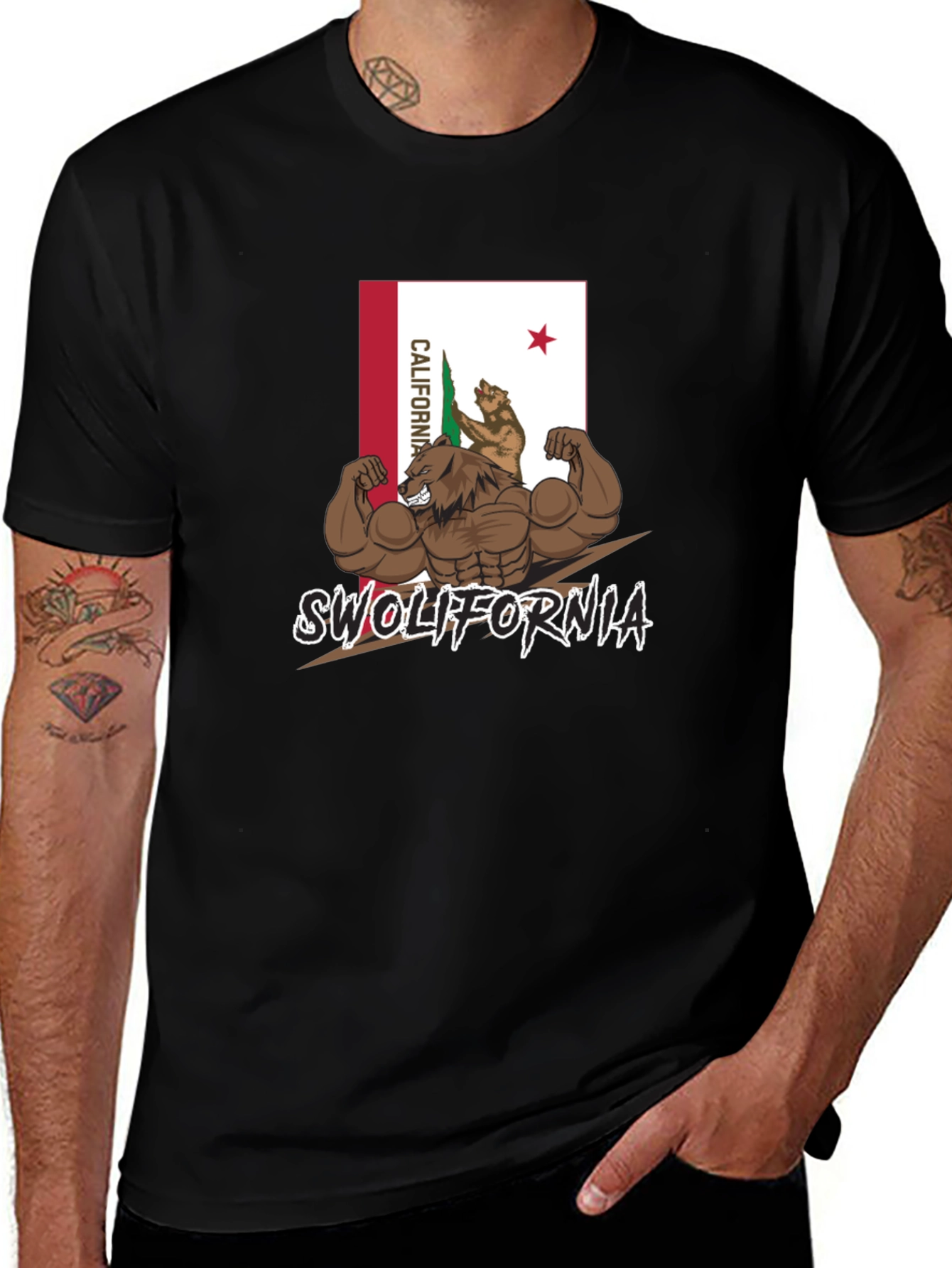 Swolifornia Graphic Tee - California Muscle Bear T-Shirt