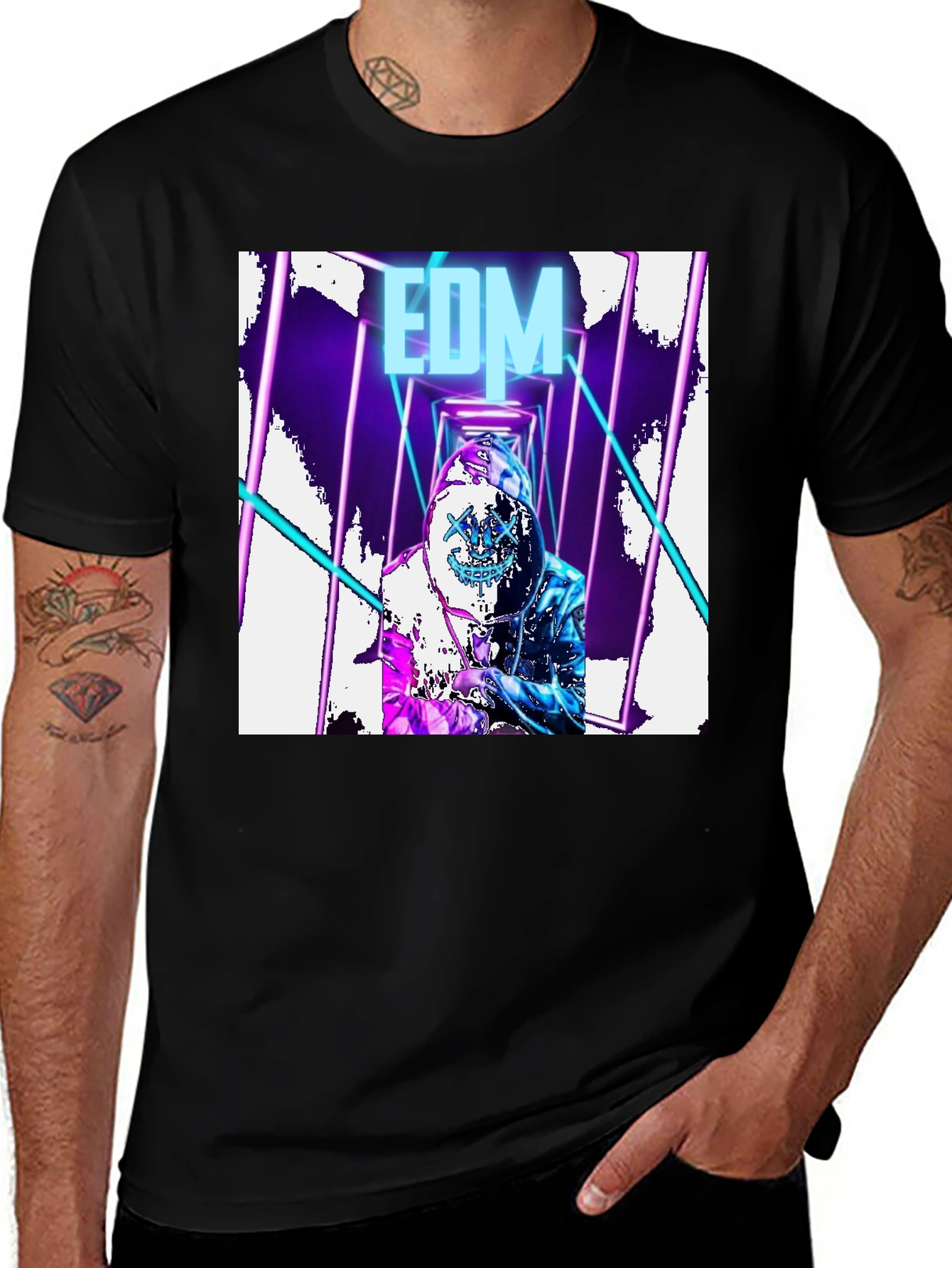 EDM Rave DJ Graphic T-Shirt - Black