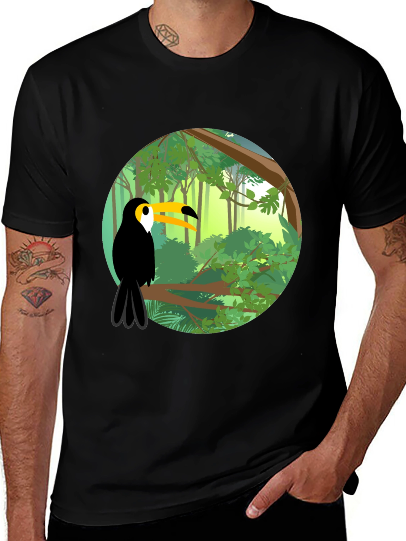 Variant 24 of Toucan Graphic Print Black T-Shirt