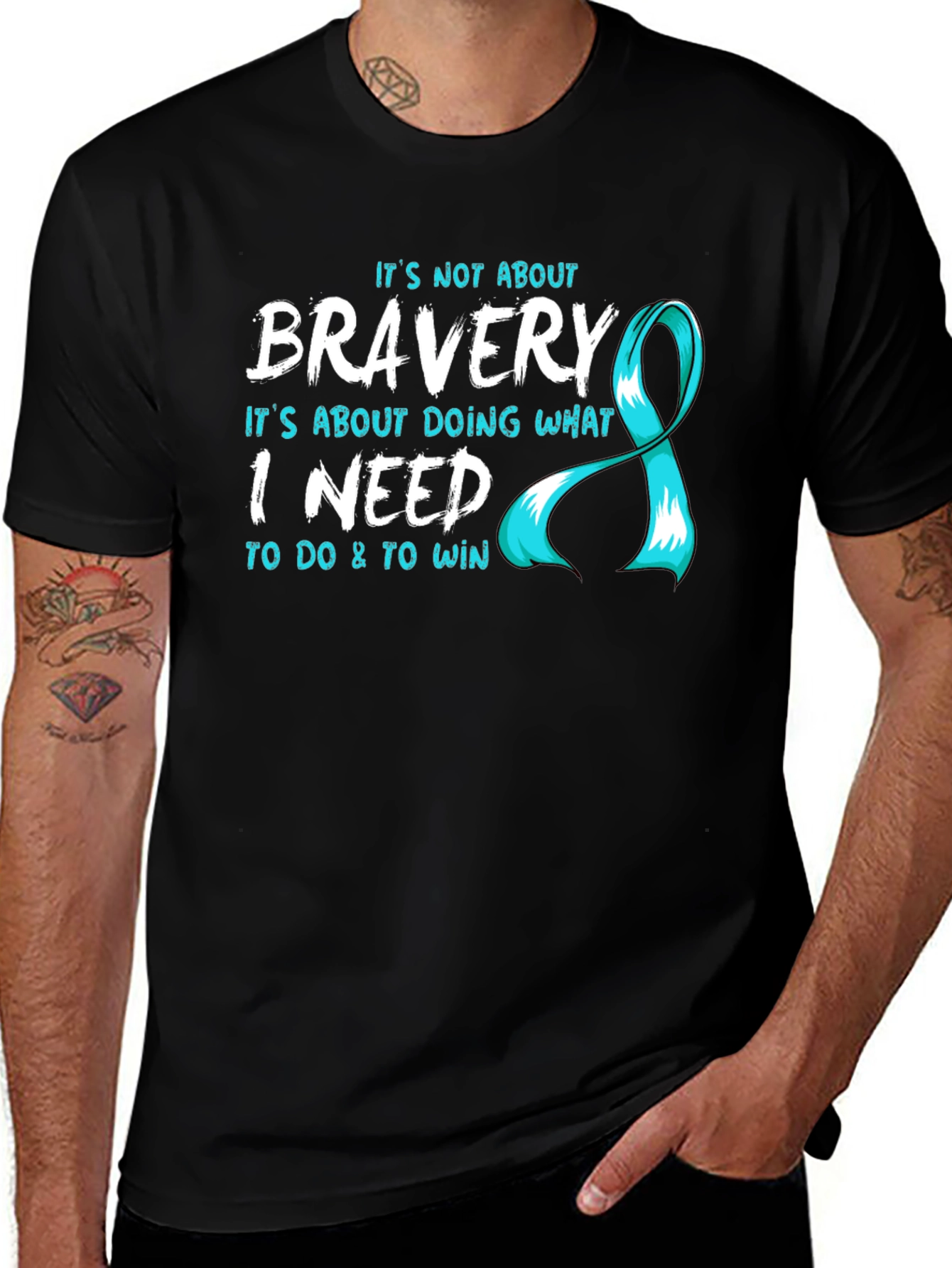 Variant 19 of Bravery T-Shirt - Teal Ribbon Design