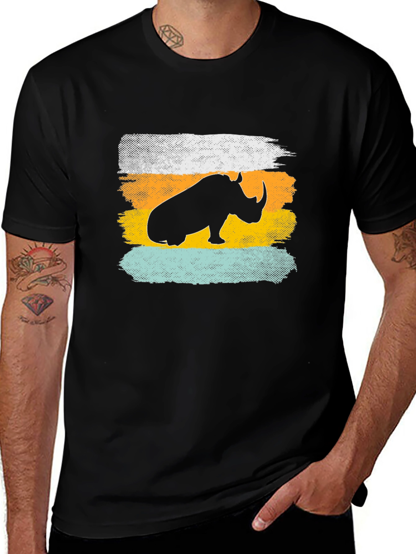 Variant 18 of Retro Rhino Graphic T-Shirt - Cool Animal Tee