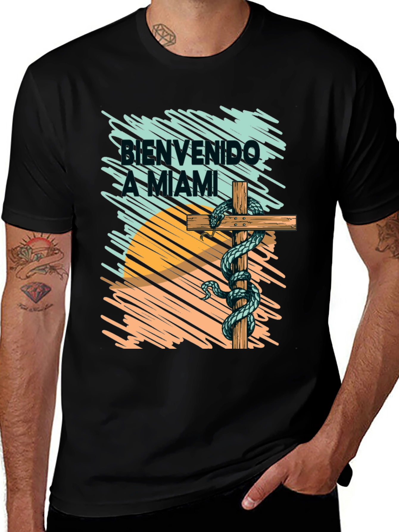 Variant 5 of Bienvenido a Miami T-Shirt Snake Graphic Tee
