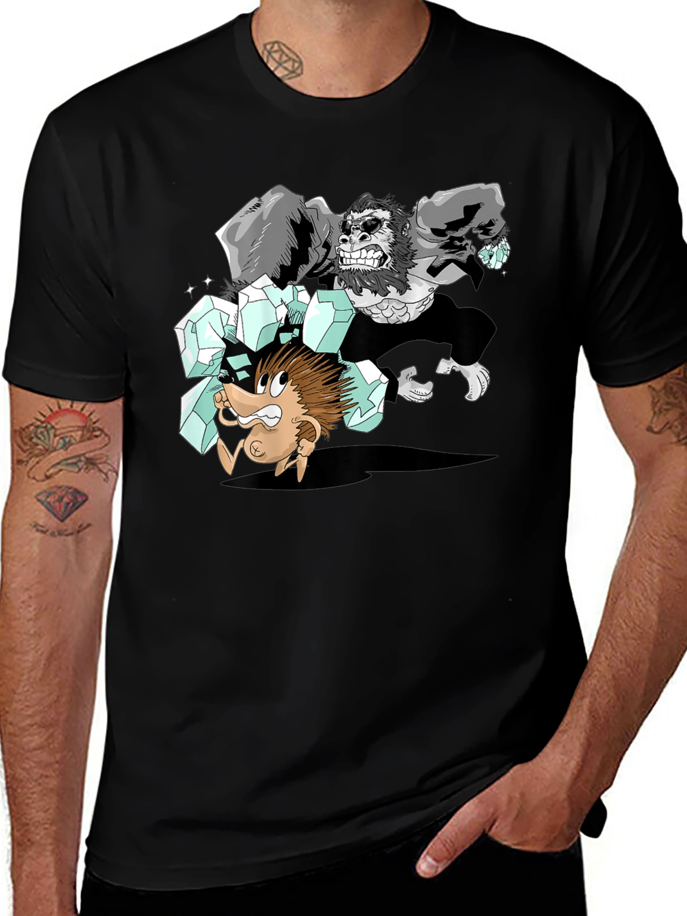 Variant 28 of Gorilla Carrying Hedgehog T-Shirt