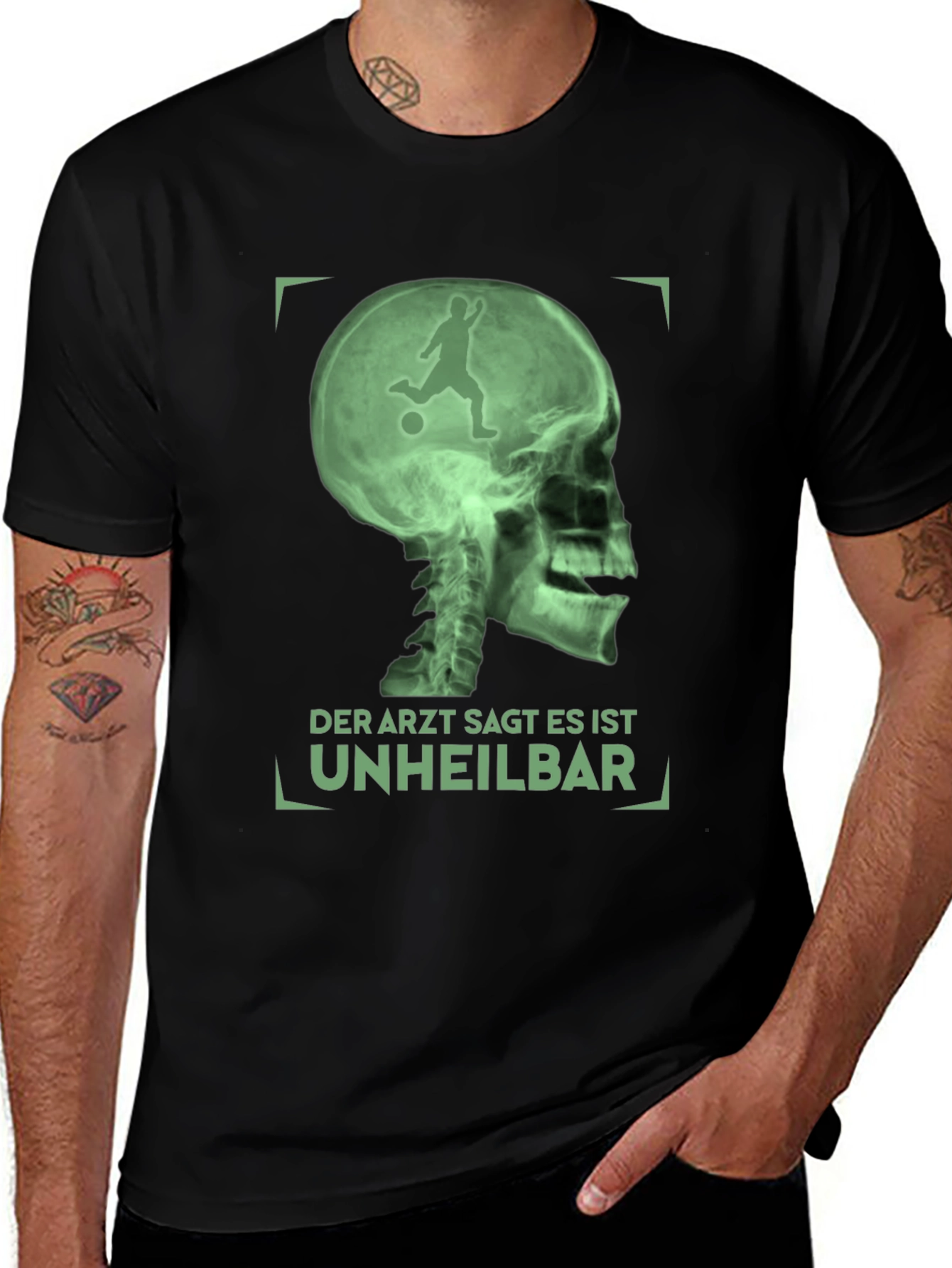 Variant 3 of Funny Soccer X-Ray T-Shirt - "Unheilbar" Design