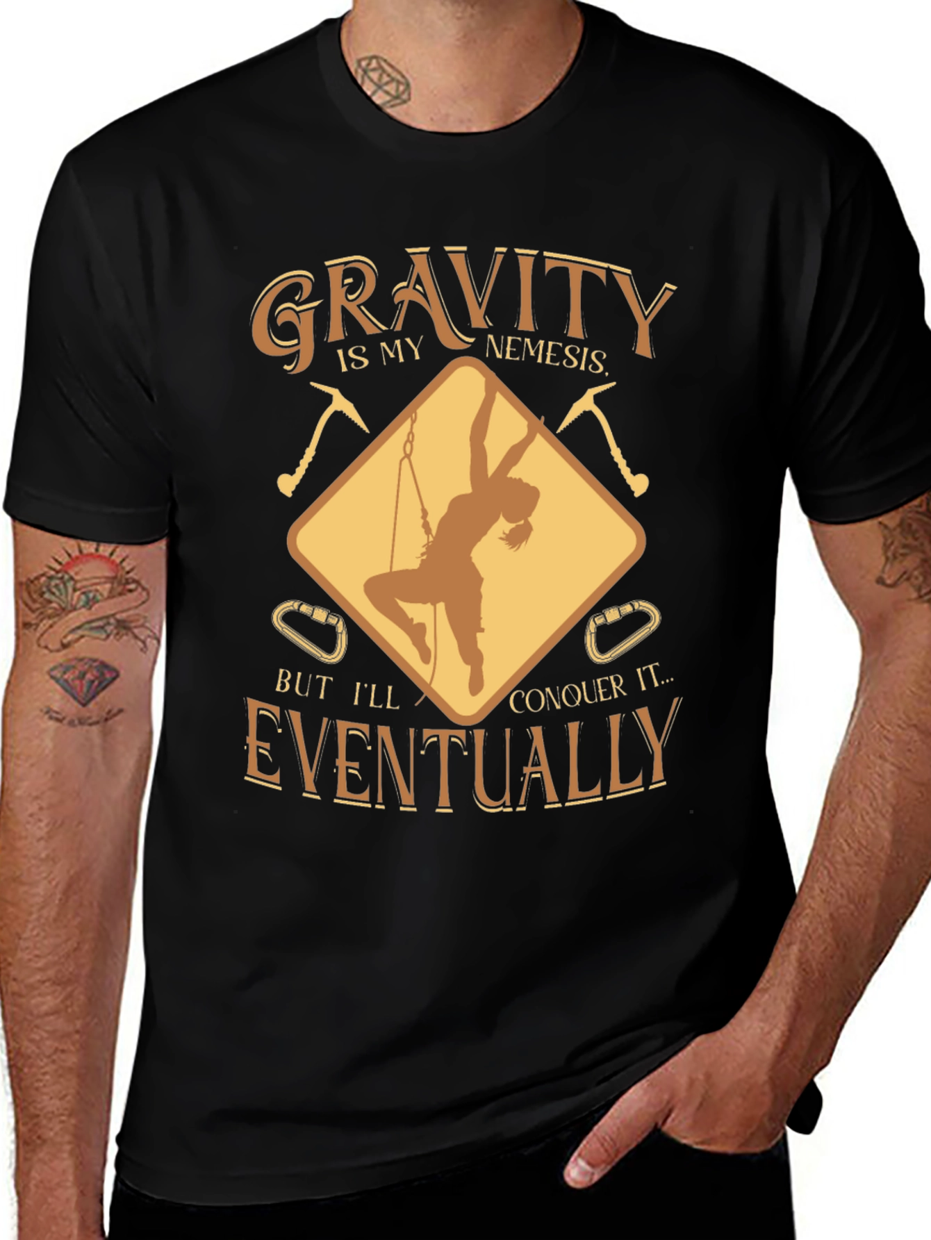 Variant 15 of Climbing Graphic Tee - Gravity is My Nemesis
