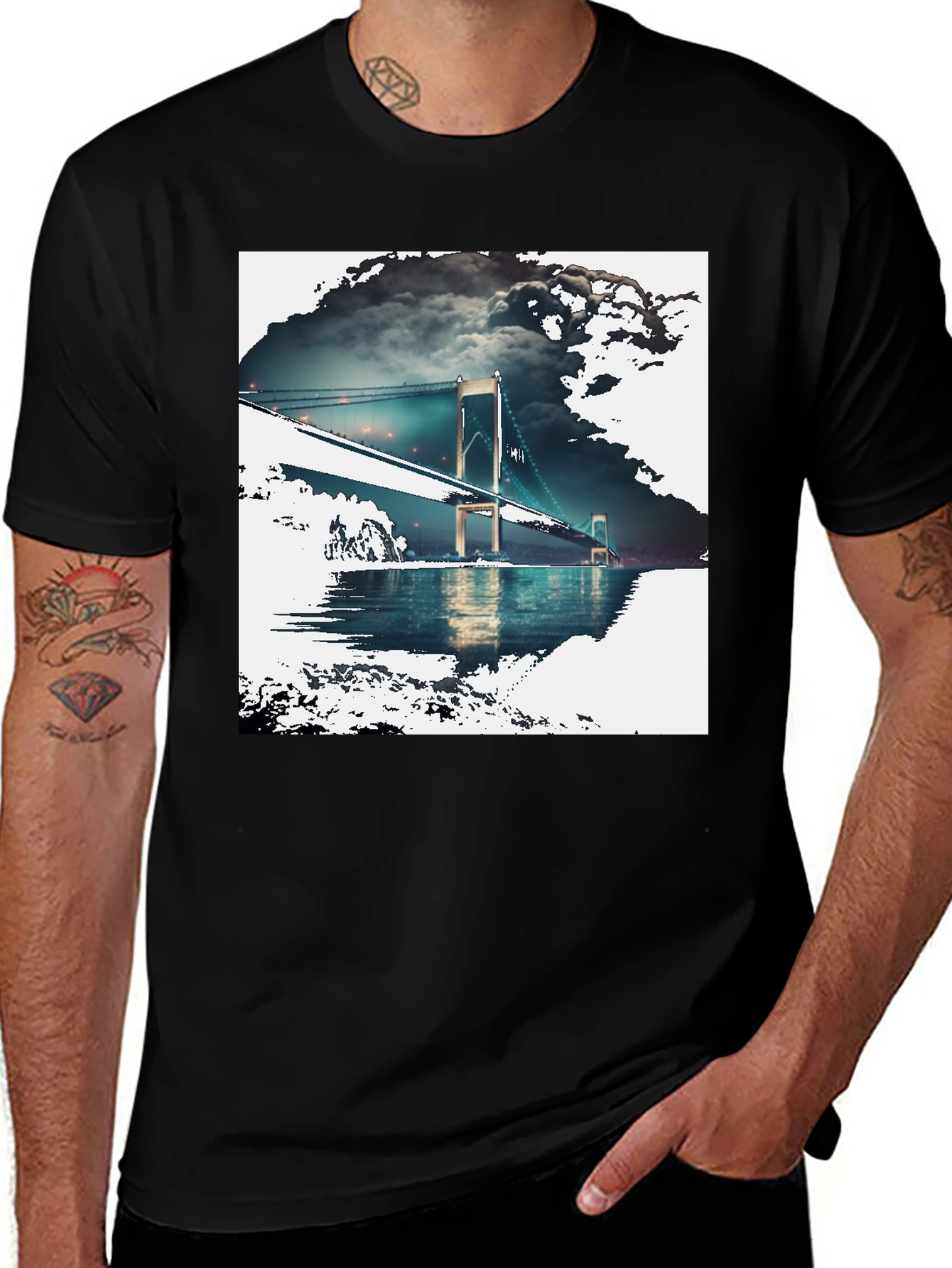 Variant 12 of Bridge Graphic T-Shirt - Black