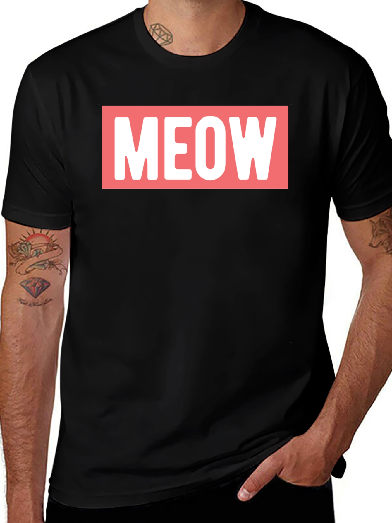 Variant 15 of Meow Graphic Tee - Black Cotton T-Shirt