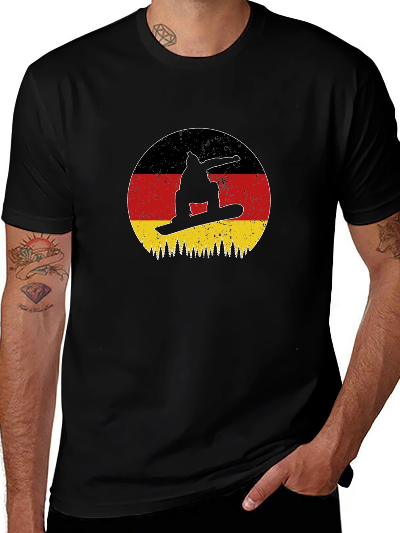 Variant 8 of Retro Germany Snowboard T-Shirt
