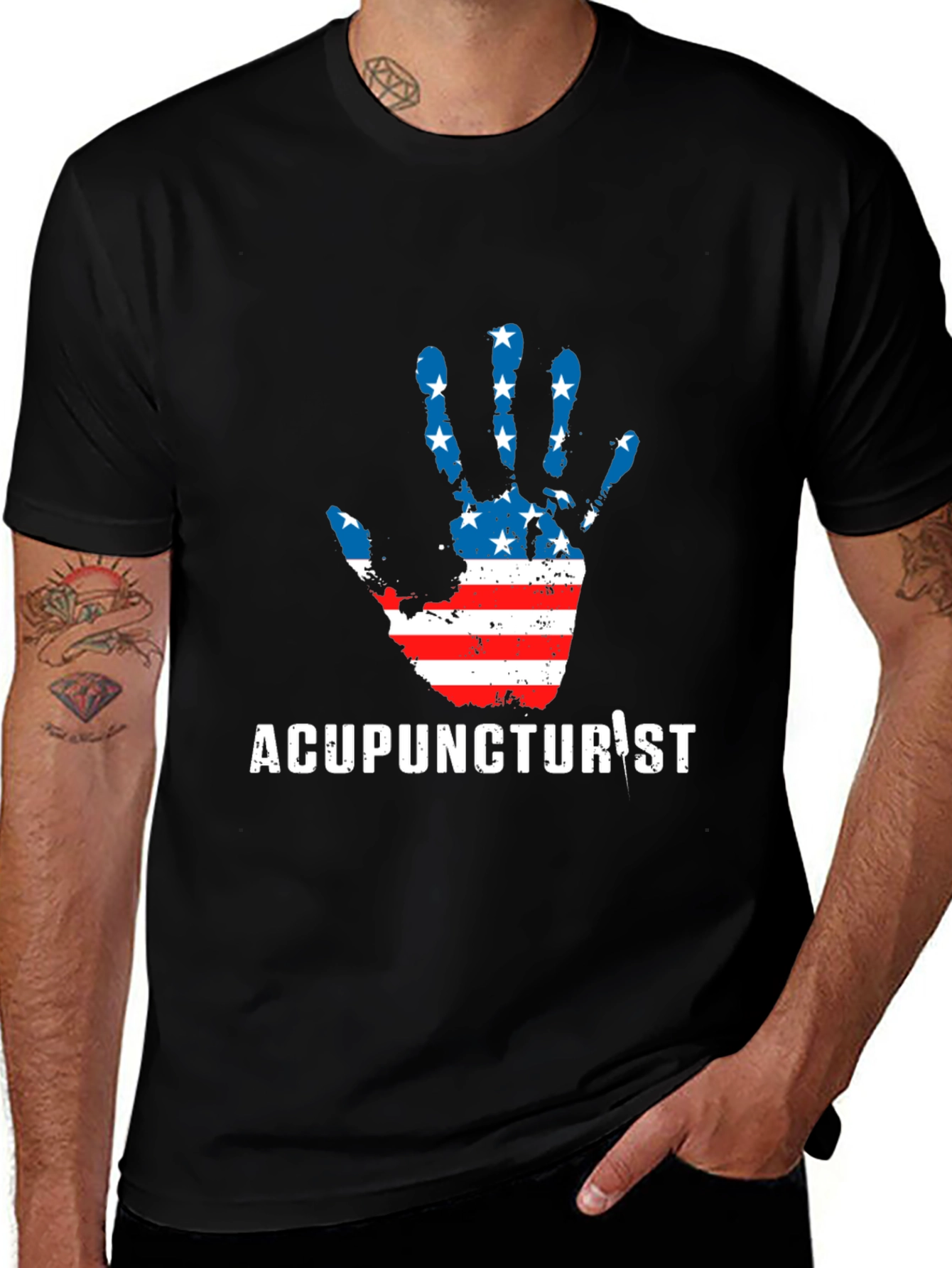 Variant 21 of Acupuncturist American Flag Handprint T-Shirt