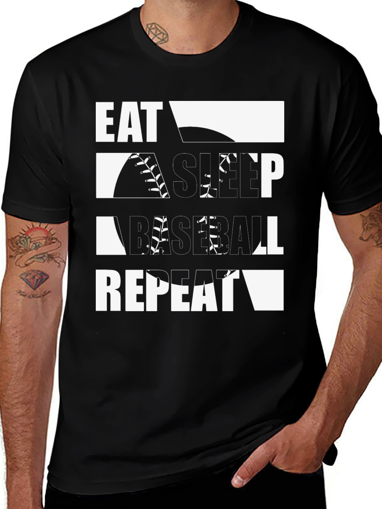 Variant 20 of Eat Sleep Baseball Repeat T-Shirt