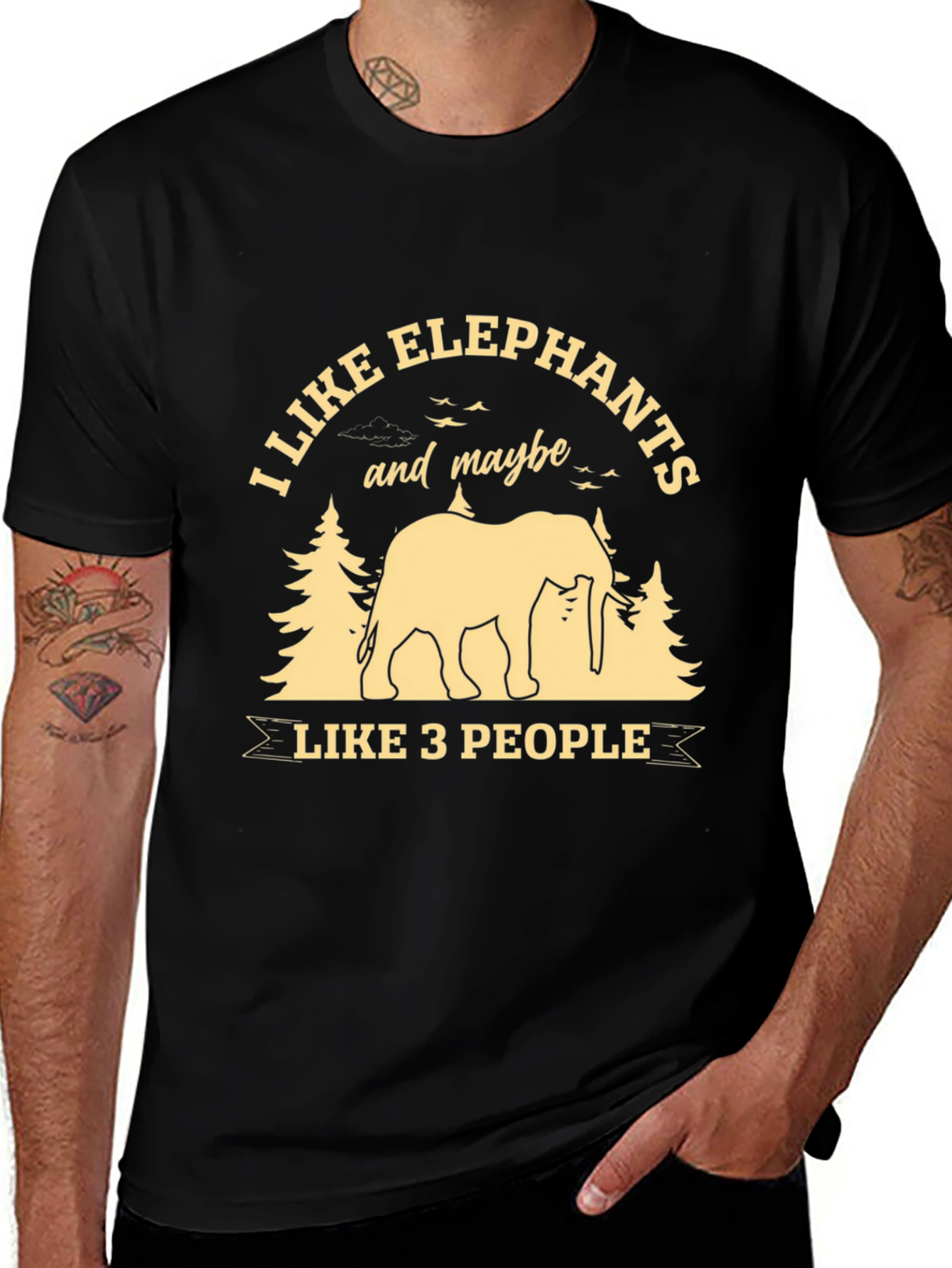 Variant 27 of Elephant Lover T-Shirt: I Like Elephants & Maybe 3 People