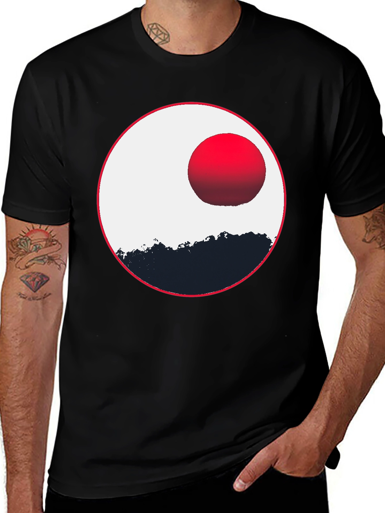 Variant 17 of Abstract Circle Graphic Tee - Modern Black T-Shirt