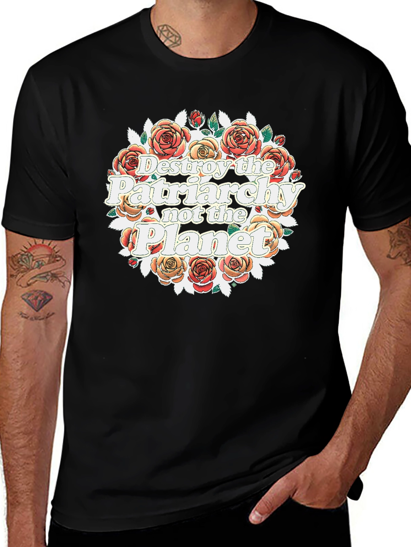 Variant 21 of Floral "Destroy the Patriarchy" Graphic Tee