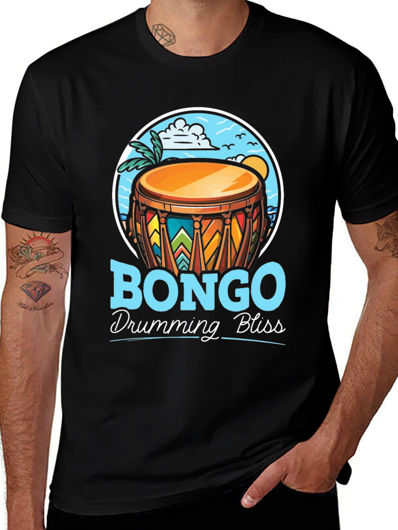 Variant 19 of Bongo Drumming Bliss Black Tee