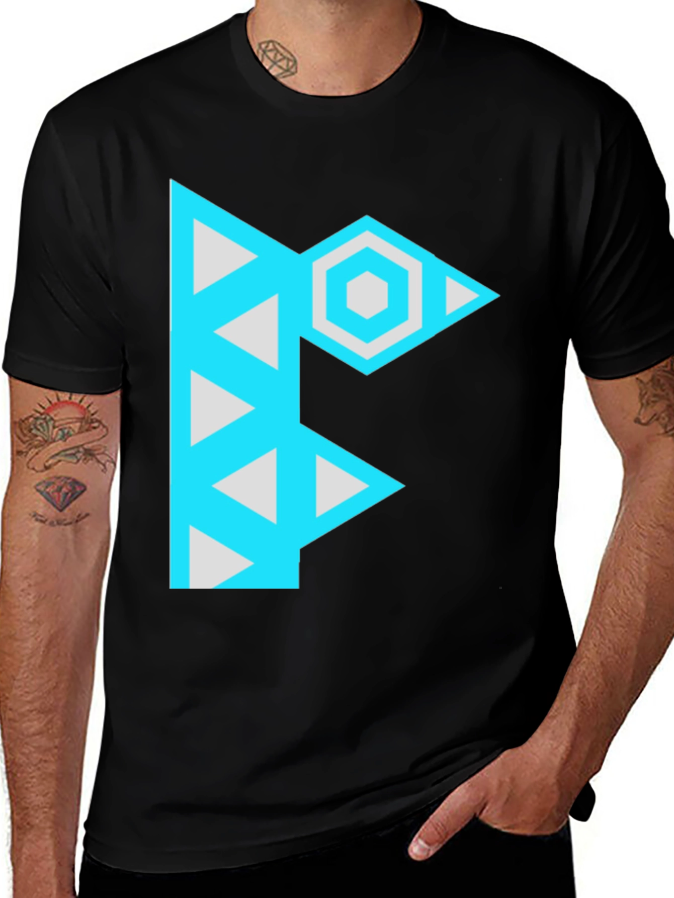 Variant 12 of Geometric F Graphic Black Tee