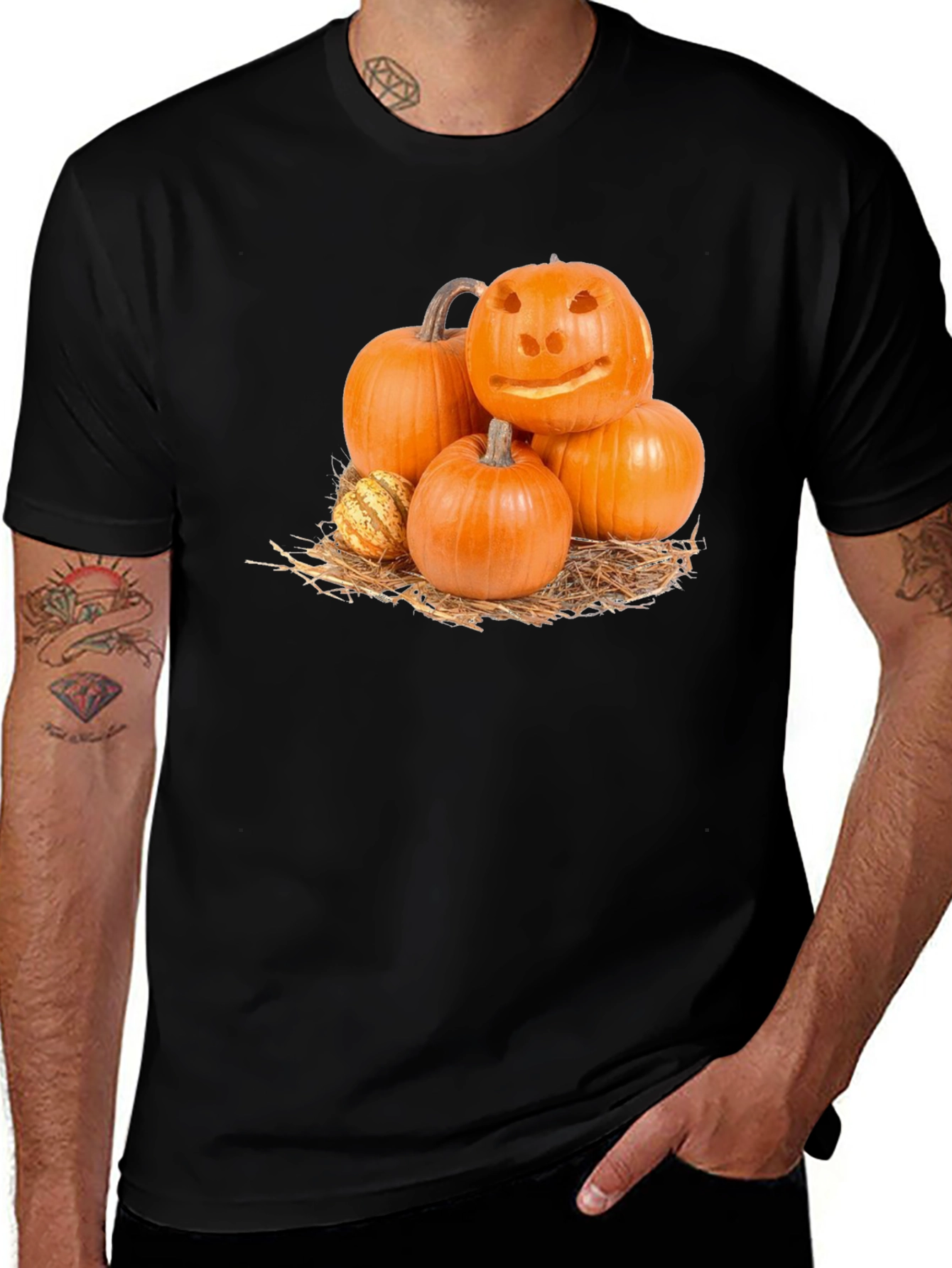 Variant 19 of Festive Pumpkin Pile Graphic T-Shirt